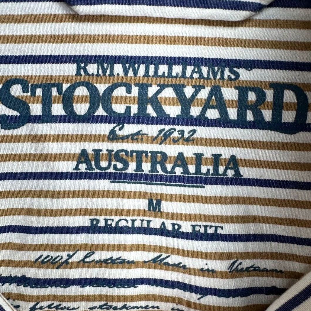 Vintage R.M. Williams Stockyard Button Up Shirt Mens Medium Tan Striped Regular Fit Long Sleeve Knit 100% Cotton Button Pocket Size US M / EU 48-50 / 2 - 4 Thumbnail