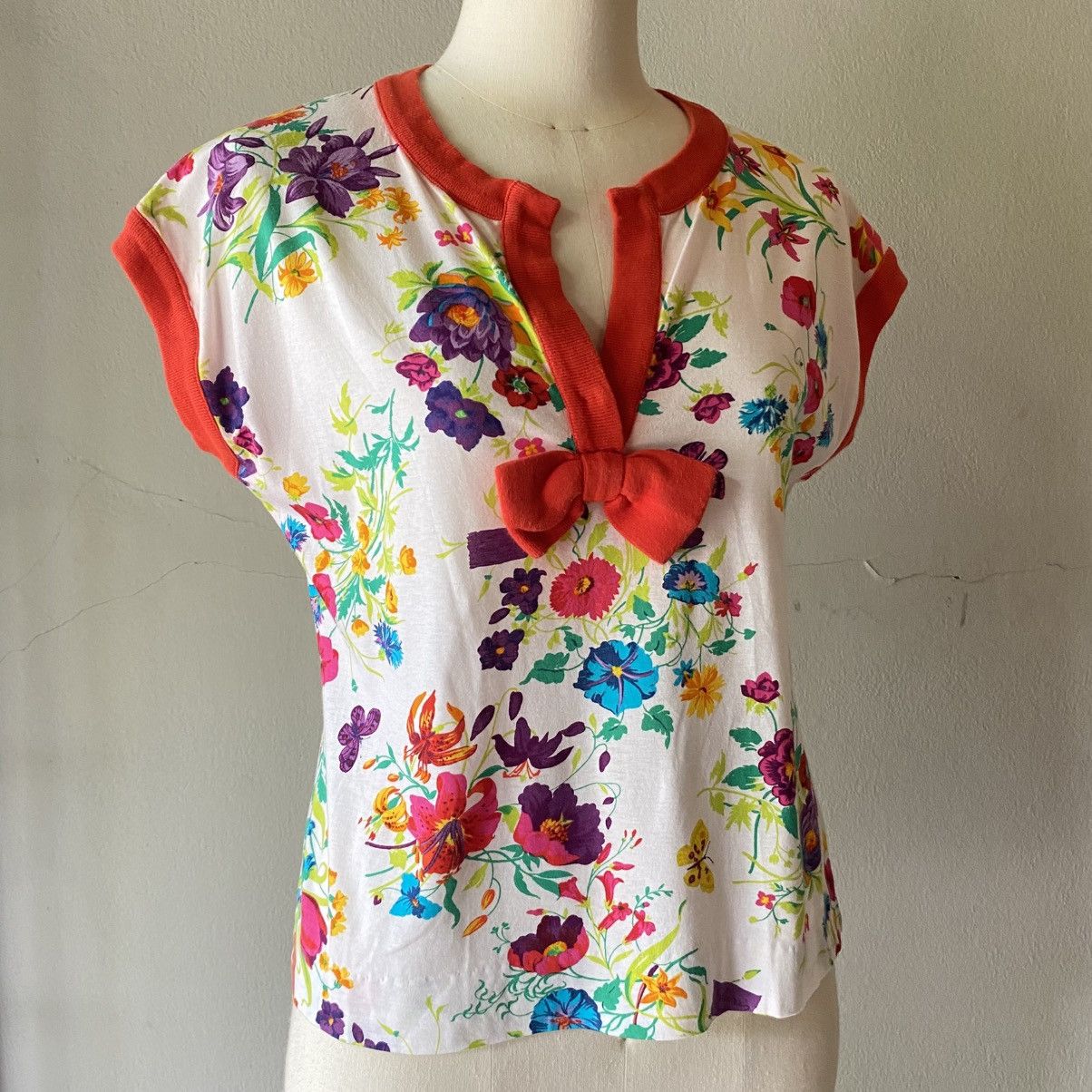 Gucci GUCCI Floral Tee with Red Trim & Bow Size M / US 6-8 / IT 42-44 - 17 Thumbnail