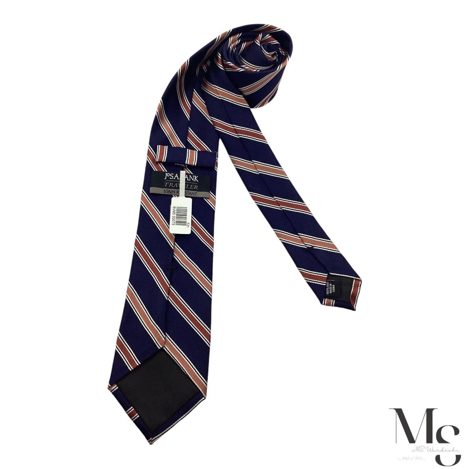 Jos. A. Bank $50 JOS. A. BANK Blue & Pink Striped Silk Luxury Designer Ti Size ONE SIZE - 2 Thumbnail