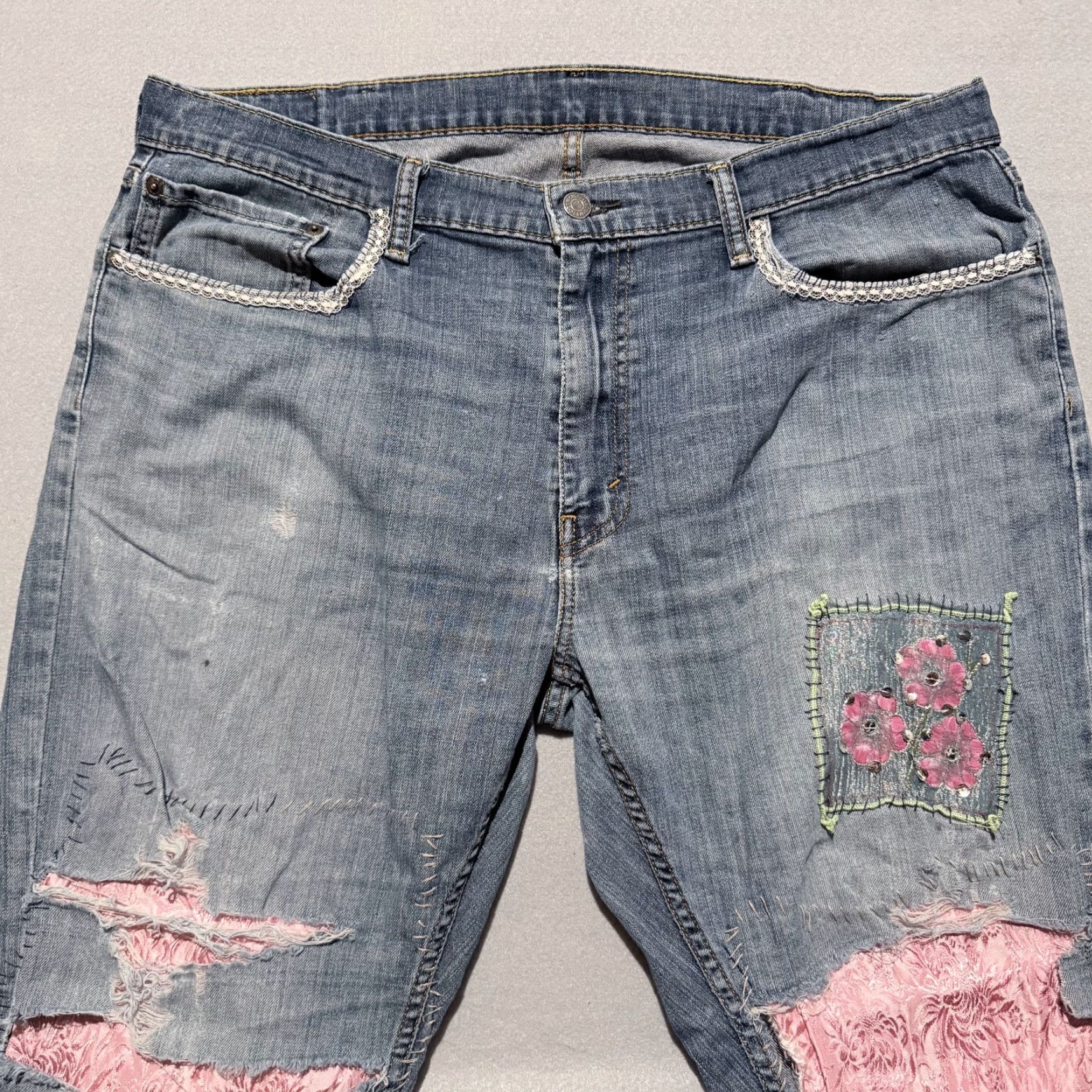 Levi's Levi's 559 Jeans Men Blue Distressed Patch Relaxed Straight - 38x30 Size US 38 / EU 54 - 3 Thumbnail