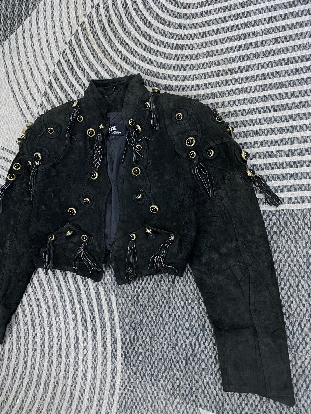 Seditionaries Vintage Gacca Donna Cropped Punk Style LeatherJacket Size M / US 6-8 / IT 42-44 - 4 Thumbnail