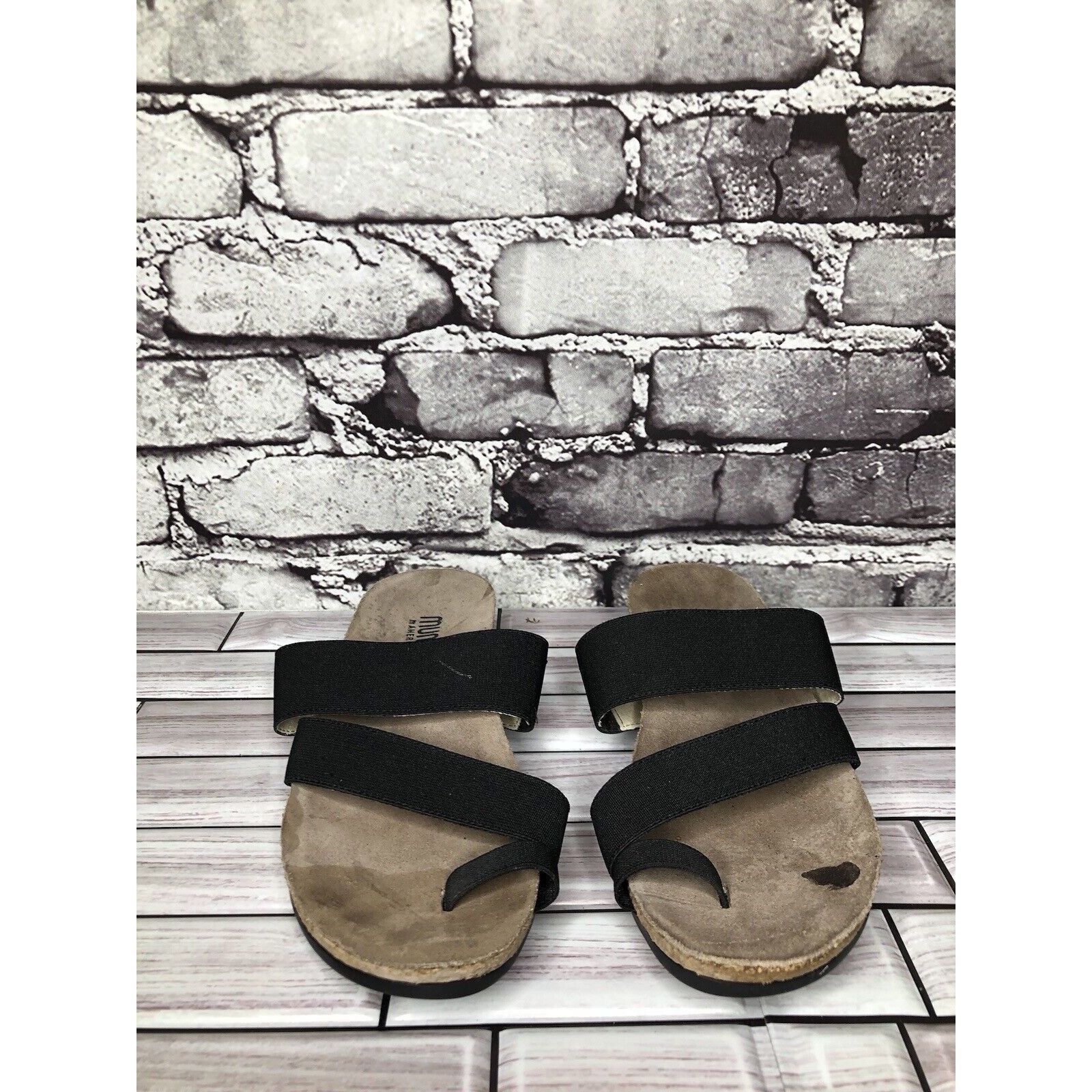 Other Munro American Black Textile Toe Slides Cork Wedge Sandals W Size US 6 / IT 36 - 9 Thumbnail