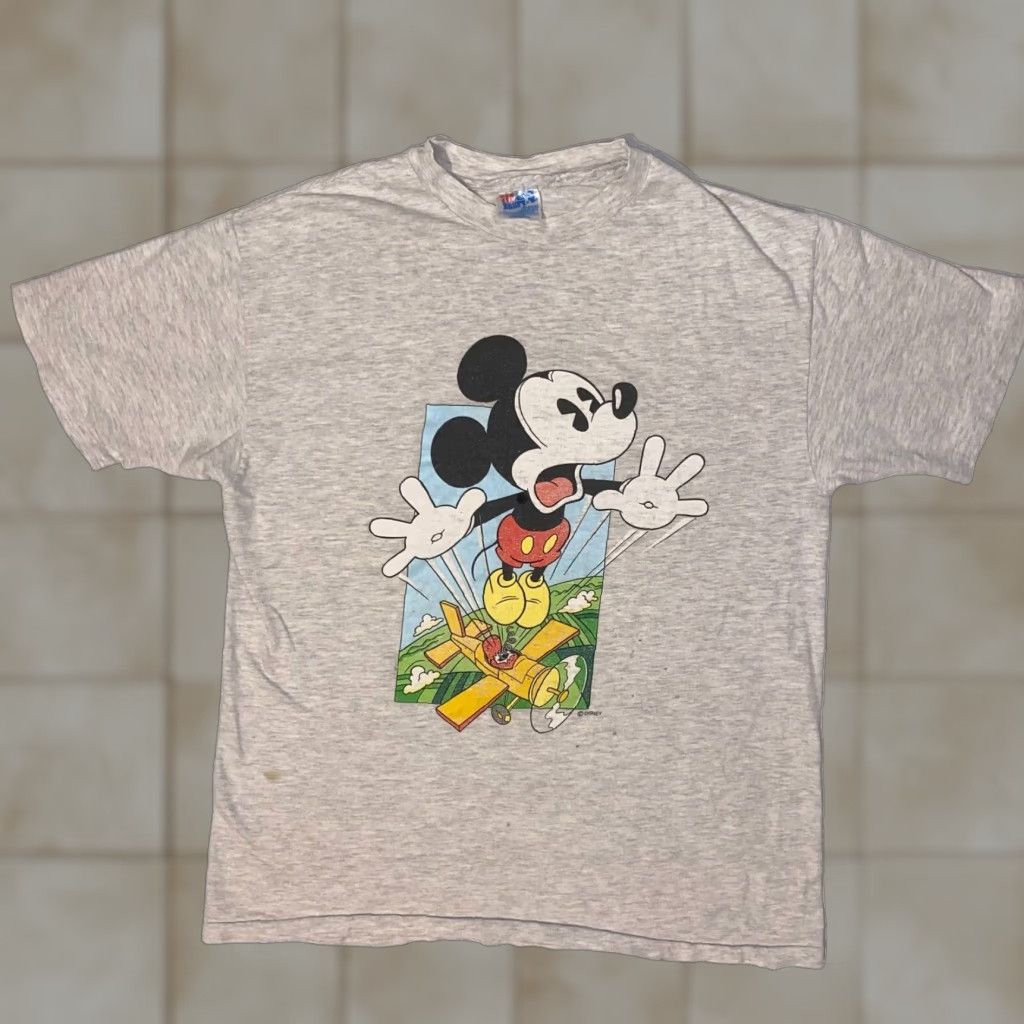 Hanes VINTAGE Hanes T-Shirt Mickey Mouse 90s Logo Graphic Print Short Sleeve Crew Neck Gray L Mens Size US L / EU 52-54 / 3 - 1 Thumbnail