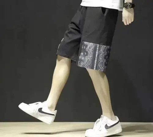 Other 20SS Indigo Union Japan Black Bandana Patchwork Shorts Size US 31 - 1 Thumbnail