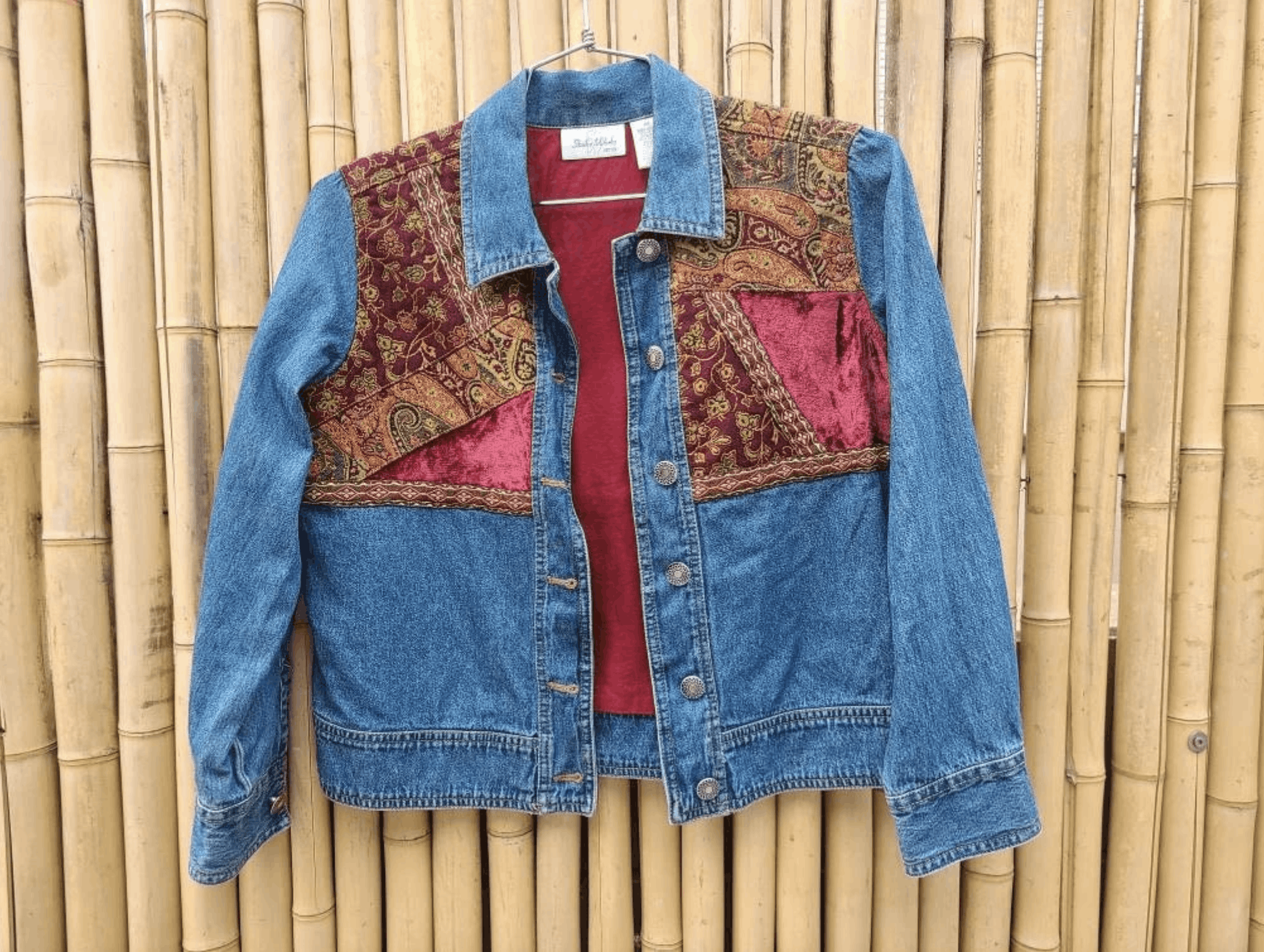 Other 90s Vintage Denim Jean Jacket With Patchwork Size S / US 4 / IT 40 - 2 Thumbnail