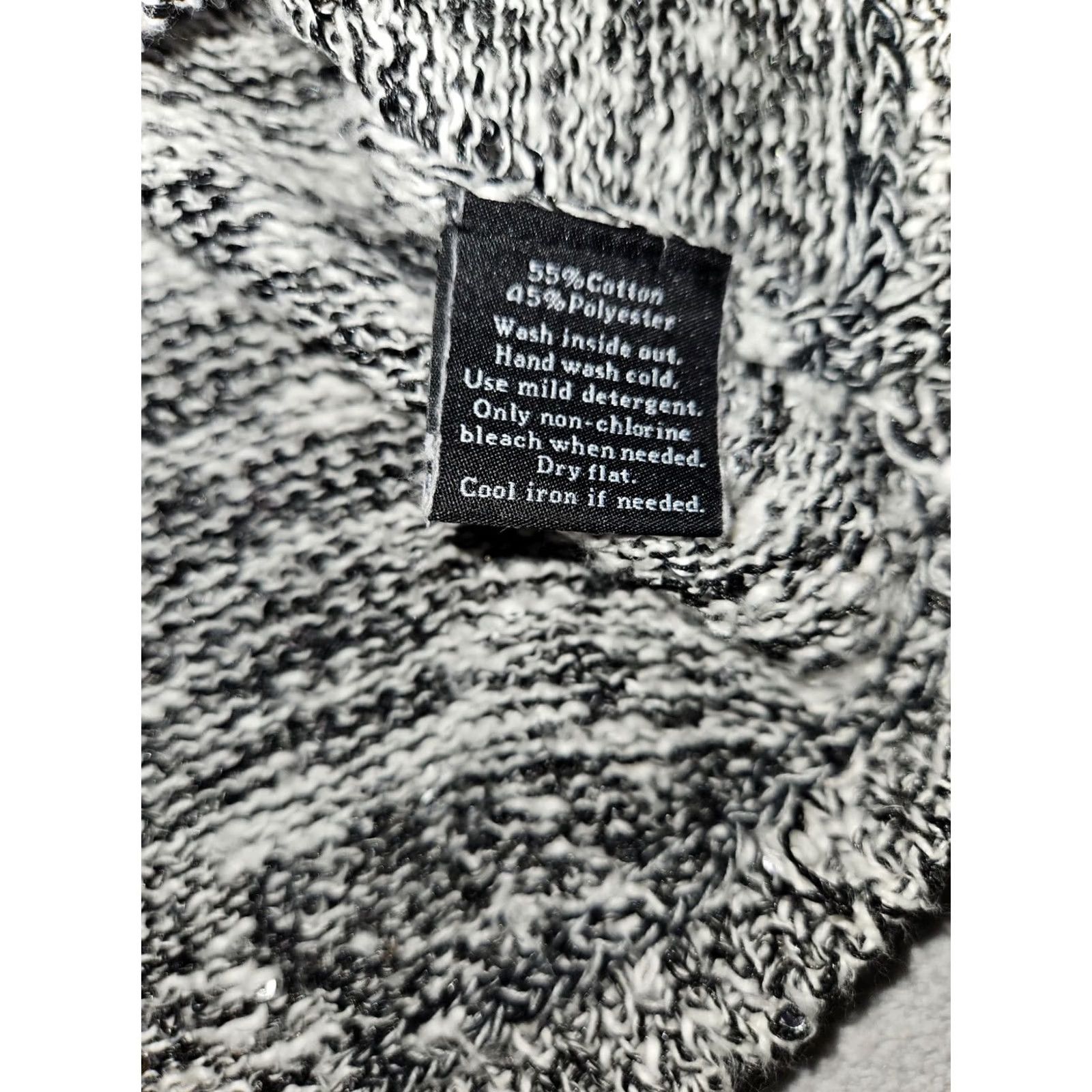 Vintage Rock & Republic Sweater Women's Small Long Sleeve Black White Sequin Knit Pullover Size S / US 4 / IT 40 - 7 Thumbnail