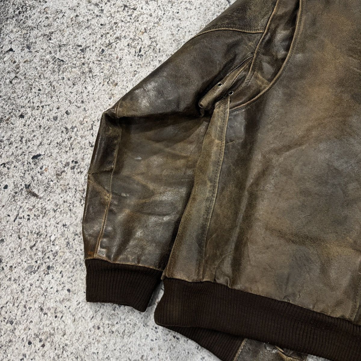 Vintage Thrashed Faded Destroyed Cracked Leather Bomber ERD Grunge Size US S / EU 44-46 / 1 - 4 Thumbnail