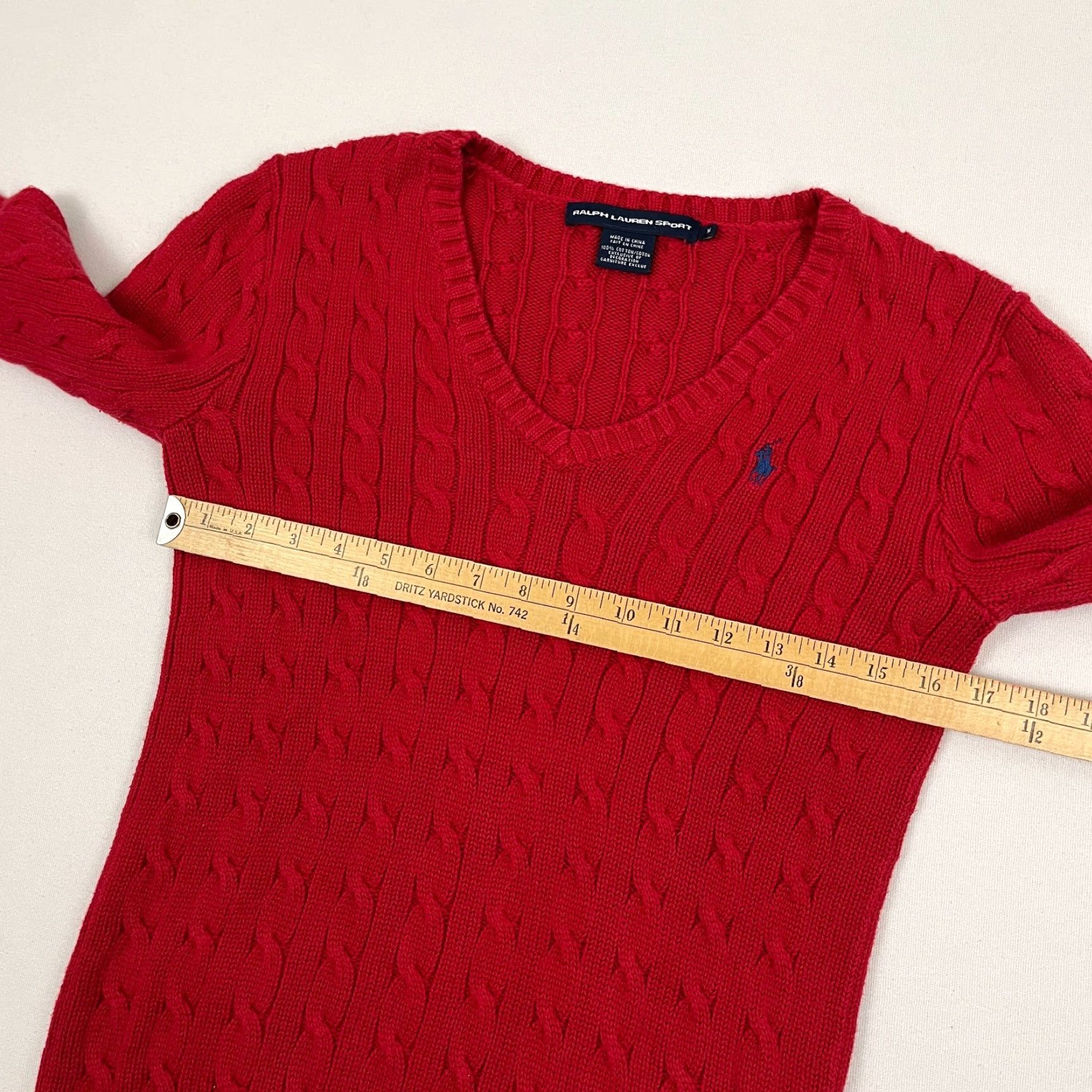 Polo Ralph Lauren VINTAGE Ralph Lauren Sport Sweater Womens M Red Cable Knit Jumper Preppy Academia Size M / US 6-8 / IT 42-44 - 5 Thumbnail