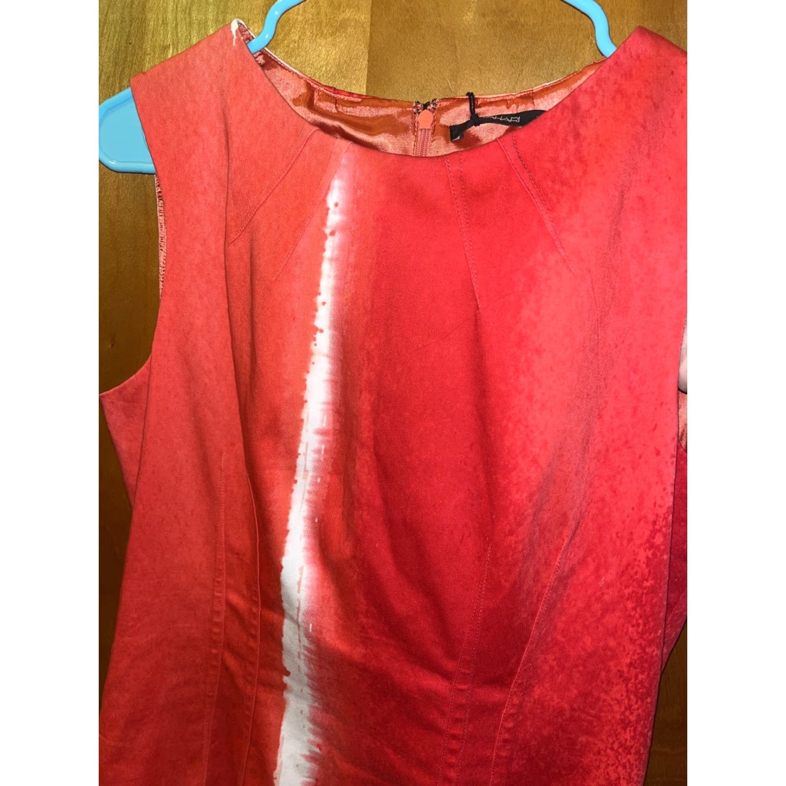 Vintage Tahari Ladies Kristen Dress Sleeveless Tank Dress Size 10 Ombré Teaberry/Peach Fall Women Size L / US 10 / IT 46 - 5 Thumbnail