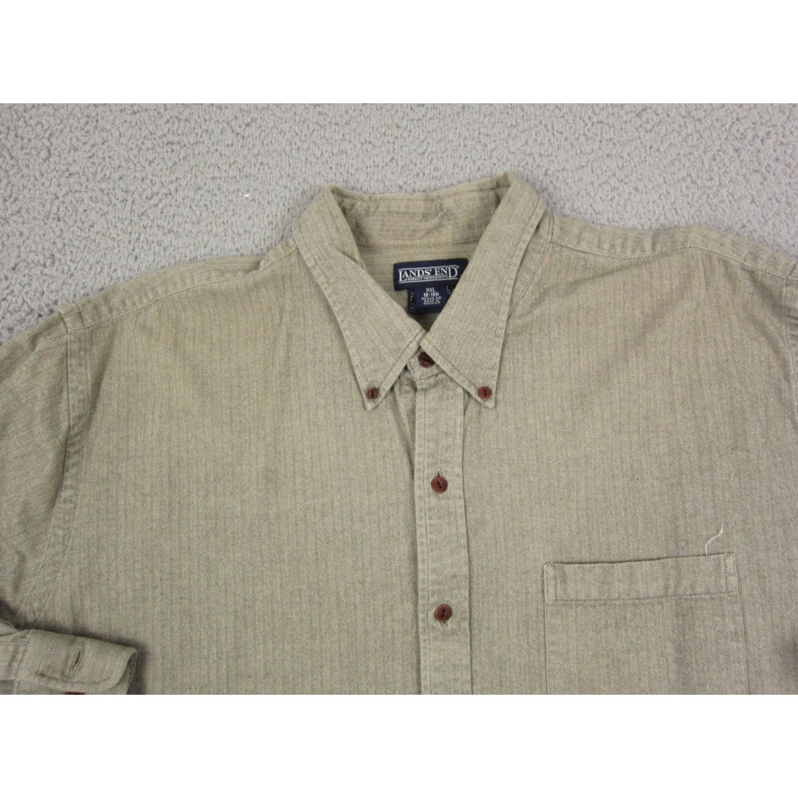 Lands' End VINTAGE Lands End Shirt Adult 2XL Green Button Down Cotton 90s Mens Size US XXL / EU 58 / 5 - 2 Thumbnail