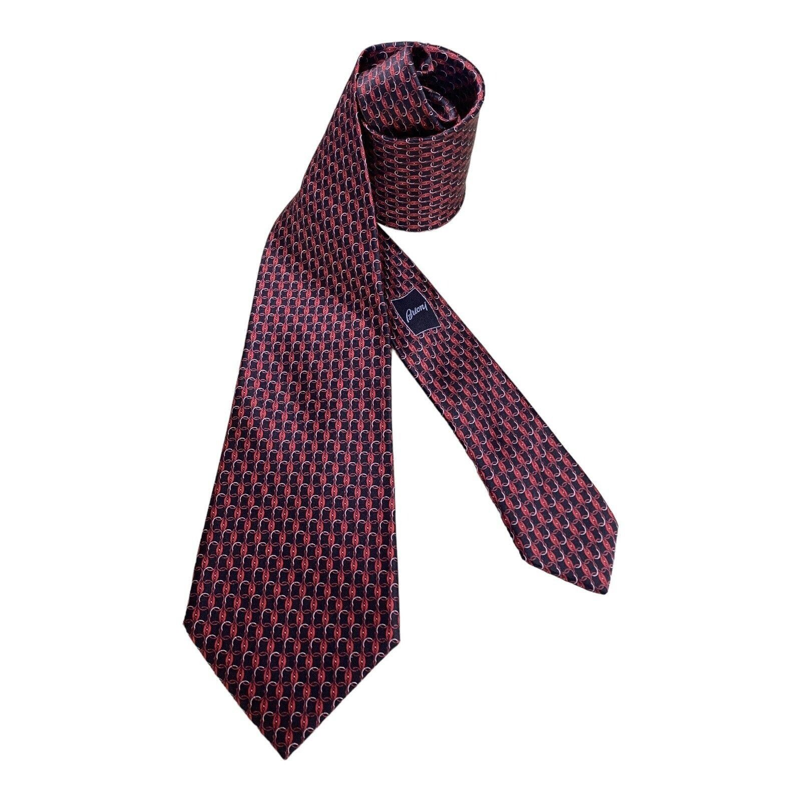 Brioni BRIONI Red Black Geometric Luxury Silk Tie Hand Made In Ital Size ONE SIZE - 2 Thumbnail