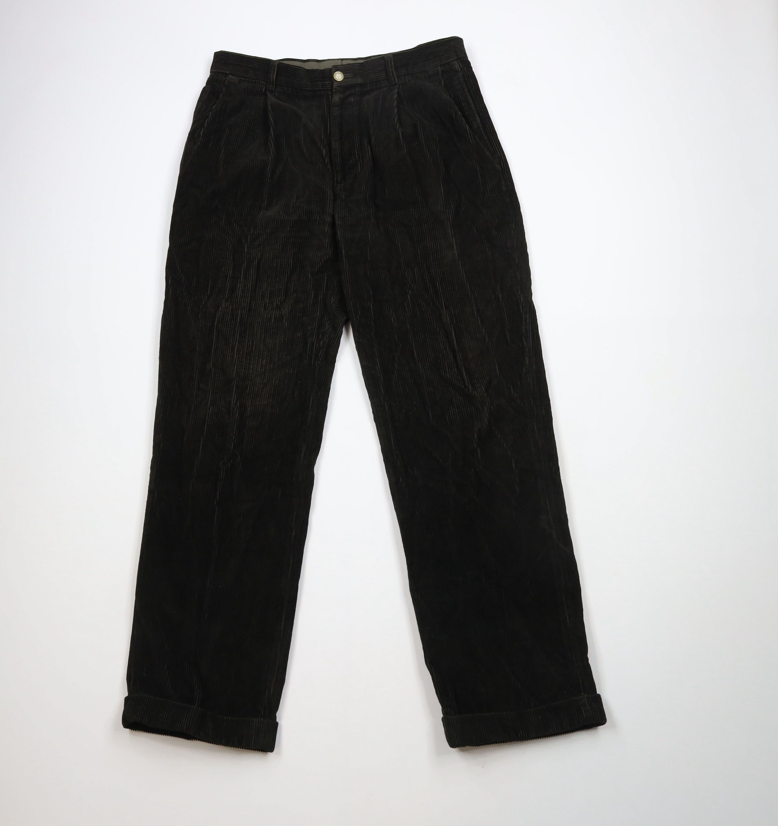 Nautica × Vintage Vintage Nautica Pleated Wide Leg Corduroy Pants Dark Green Size US 36 / EU 52 - 1 Thumbnail