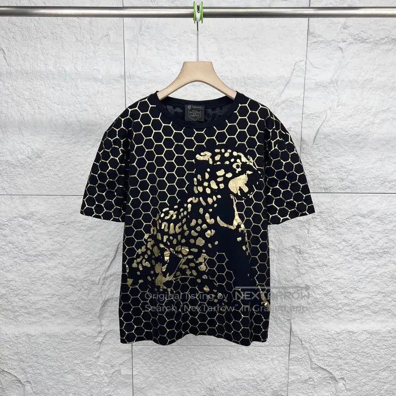 Versace Versace Black Cotton T-Shirt with Gold Design . Size US XXL / EU 58 / 5 - 1 Thumbnail