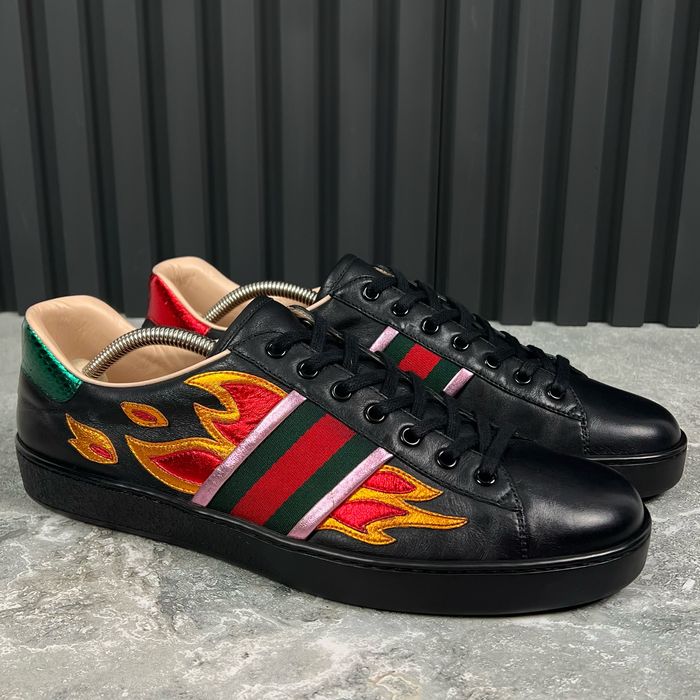 Gucci ace hot sale flame black