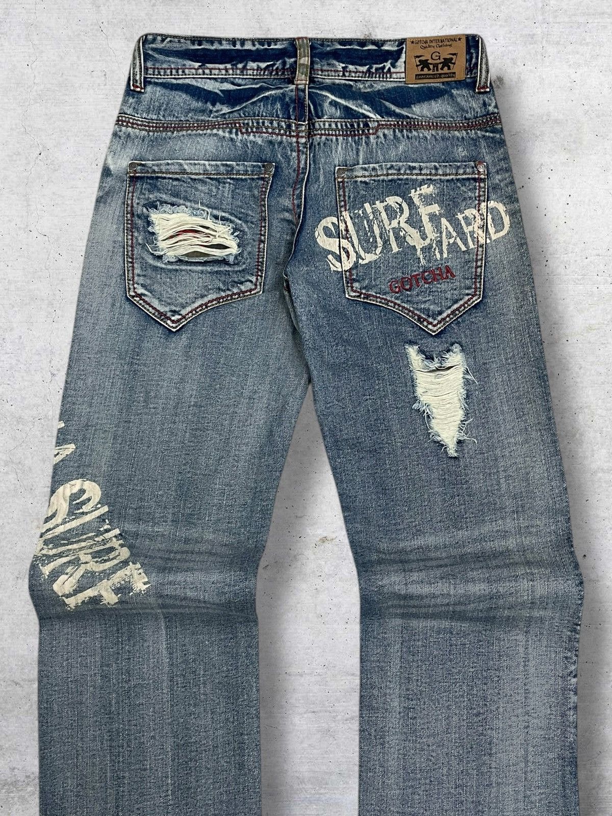 Japanese Brand VINTAGE DESIGNER GOTCHA MULTIPLE FRAYED RIPPED PATCHES DENIM Size US 33 - 10 Thumbnail