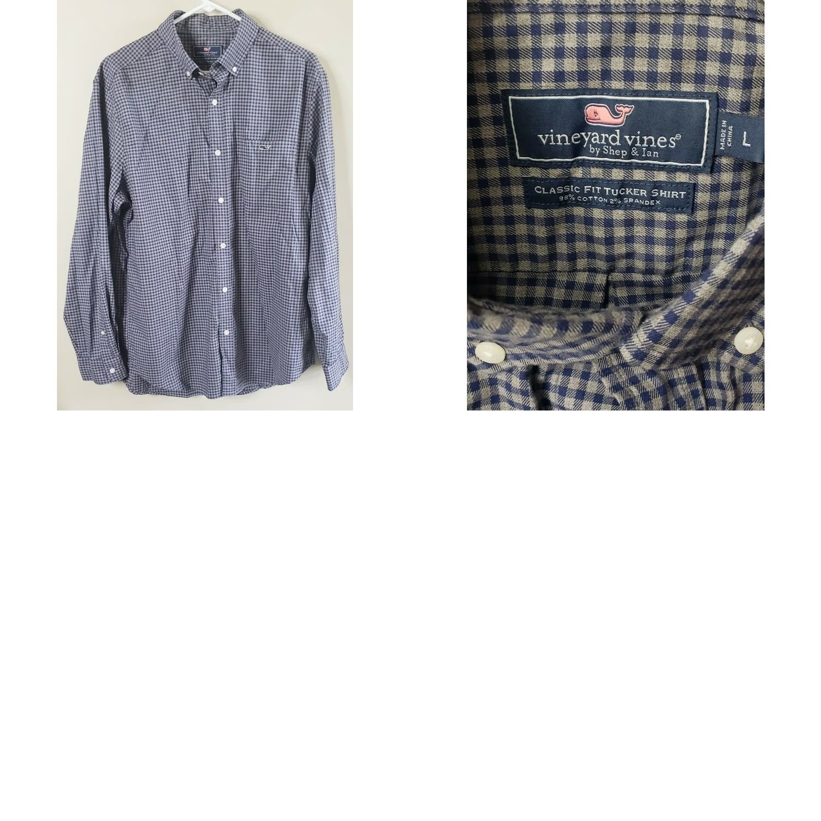 Vineyard Vines Vineyard Vines Men's Large Classic Fit Tucker Shirt Blue Gray Checks Long Sleeve Button Down Size US L / EU 52-54 / 3 - 8 Thumbnail