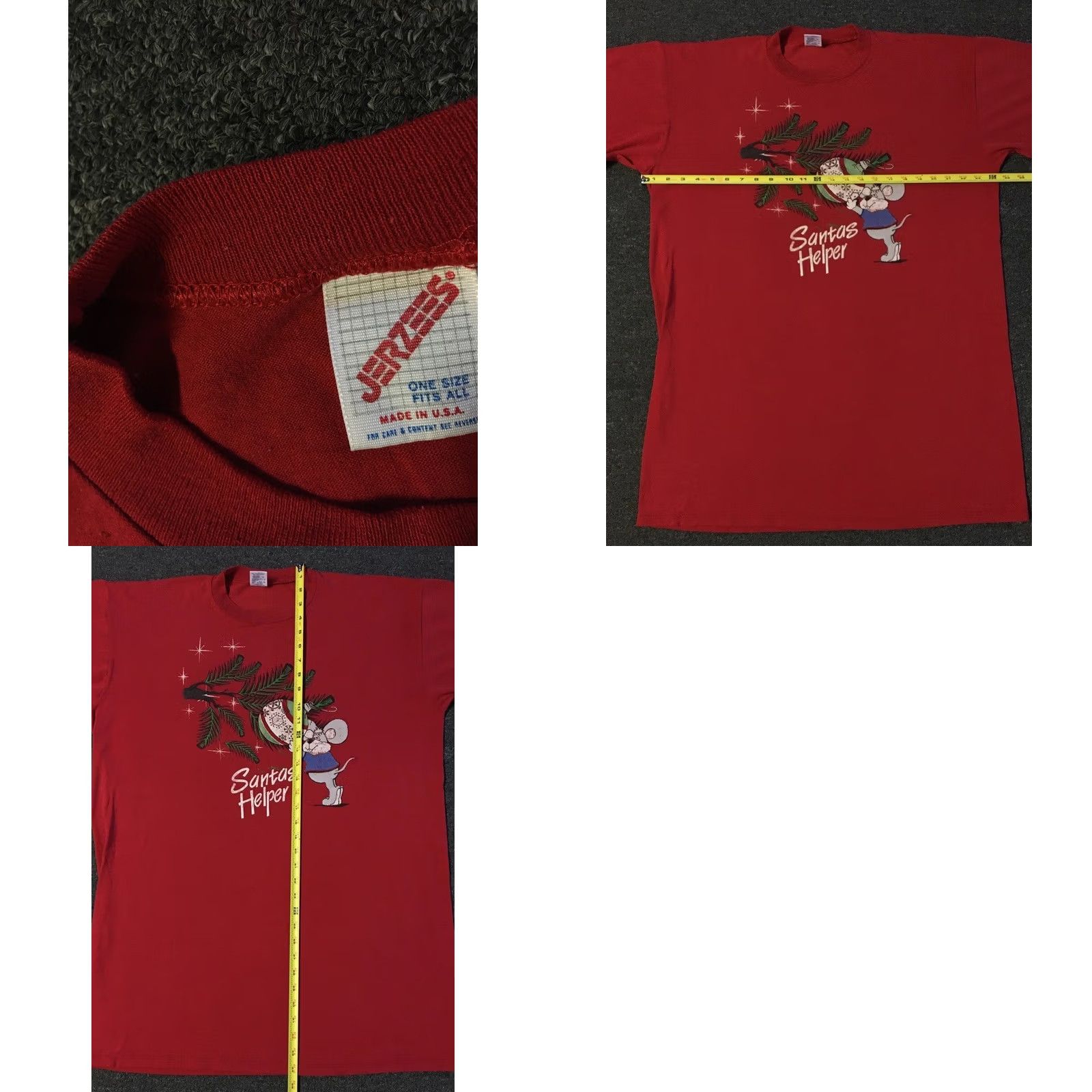 Vintage VINTAGE Santas Helper Sleeping shirt USA Unisex Adults One Size Red Mickey Mouse 90s 80s Cartoon Christmas Tree Pattern Distressed Funny Shirt Size US M / EU 48-50 / 2 - 8 Thumbnail