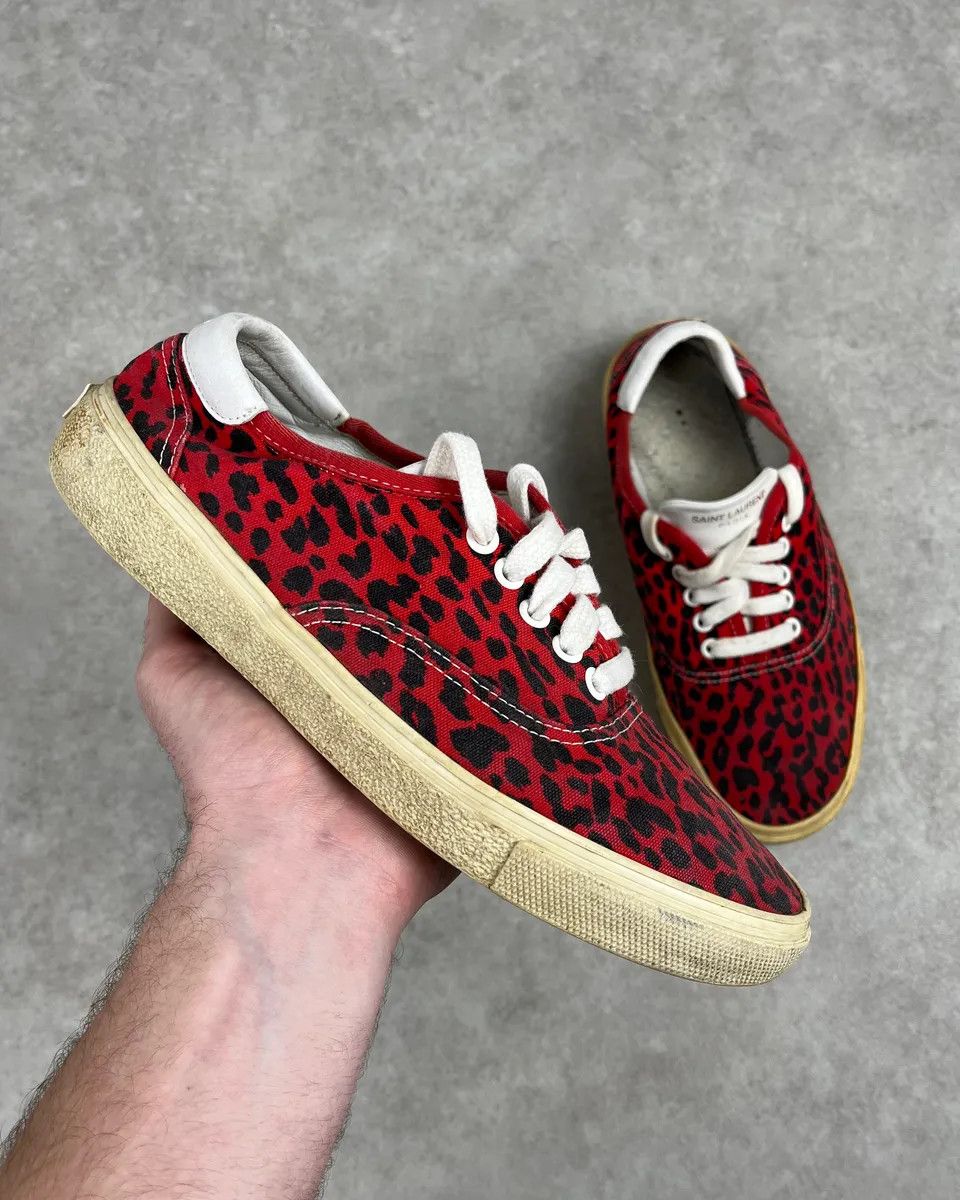 Saint Laurent Paris Saint Laurent Red & Black Leopard LA Sneakers Size US 8 / EU 41 - 1 Thumbnail