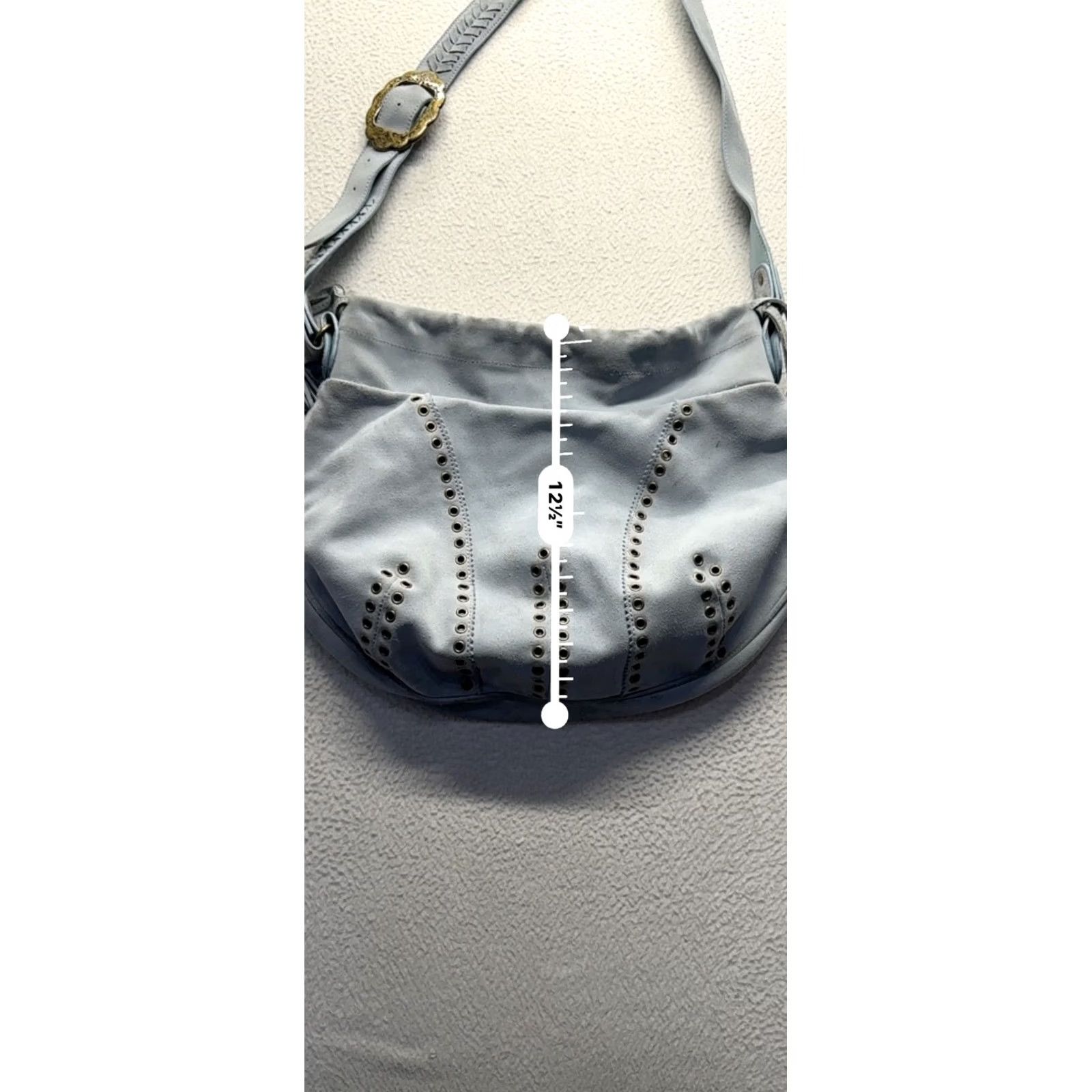 Vintage VINTAGE Marshall Field's Light Blue Leather Studded Shoulder Bag Women Leather Shoulder Bag) Size ONE SIZE - 7 Thumbnail