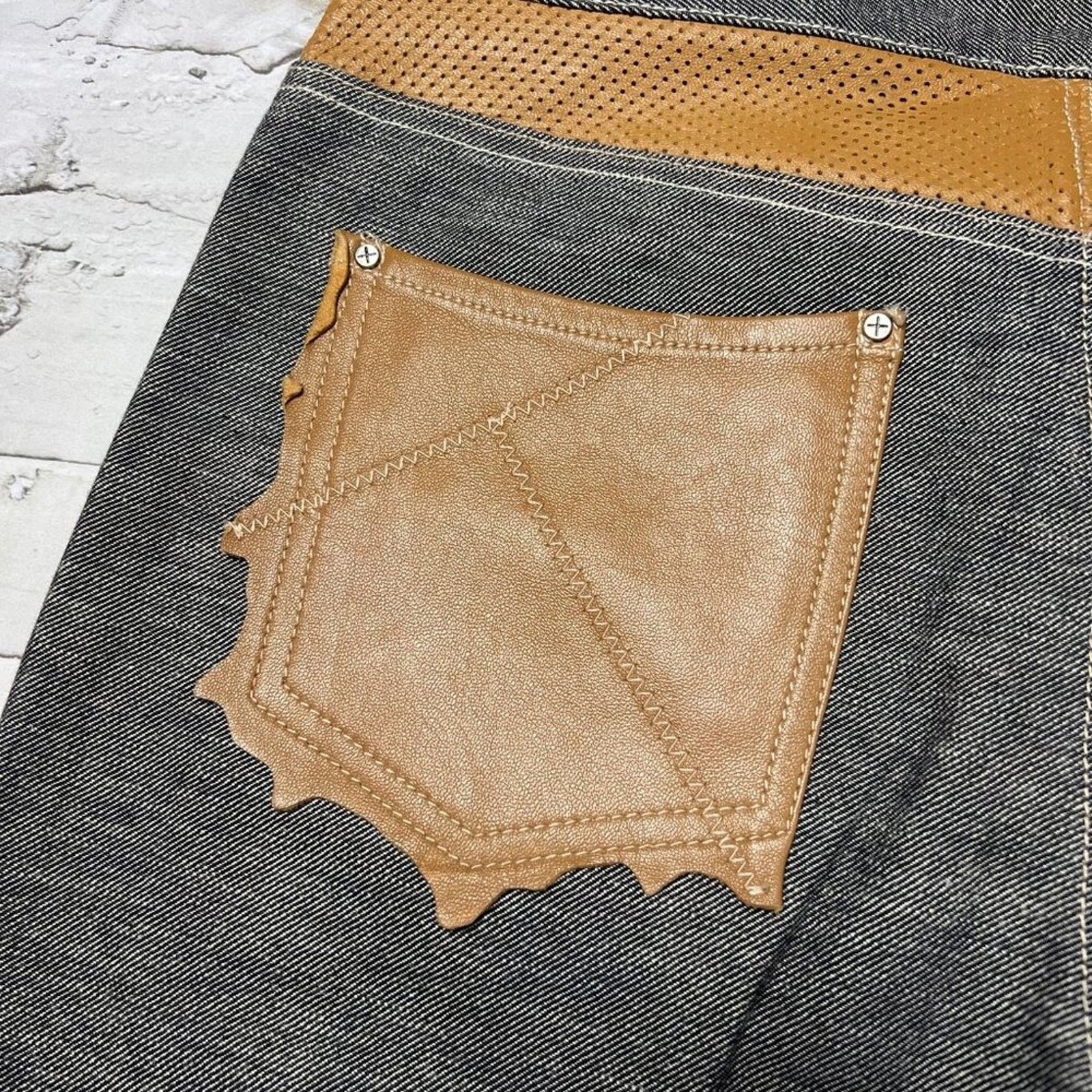 Other Koperhaus Gray Leather Detail Jeans Size 29 Straight Denim Size 29" - 4 Thumbnail