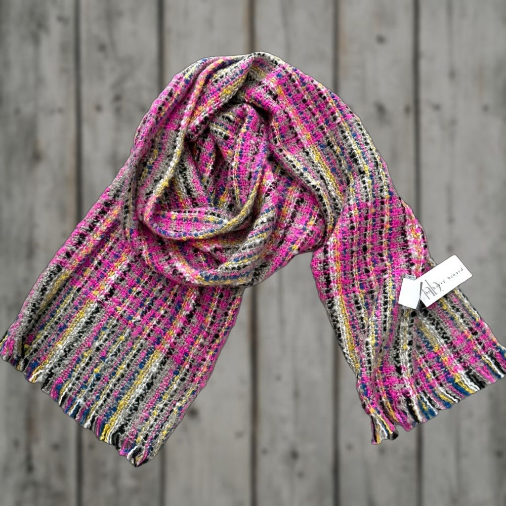 Vintage harvé benard Knit Scarf Womens One Size Fringe Pink Gray Woven Boho NEW Size ONE SIZE - 1 Thumbnail