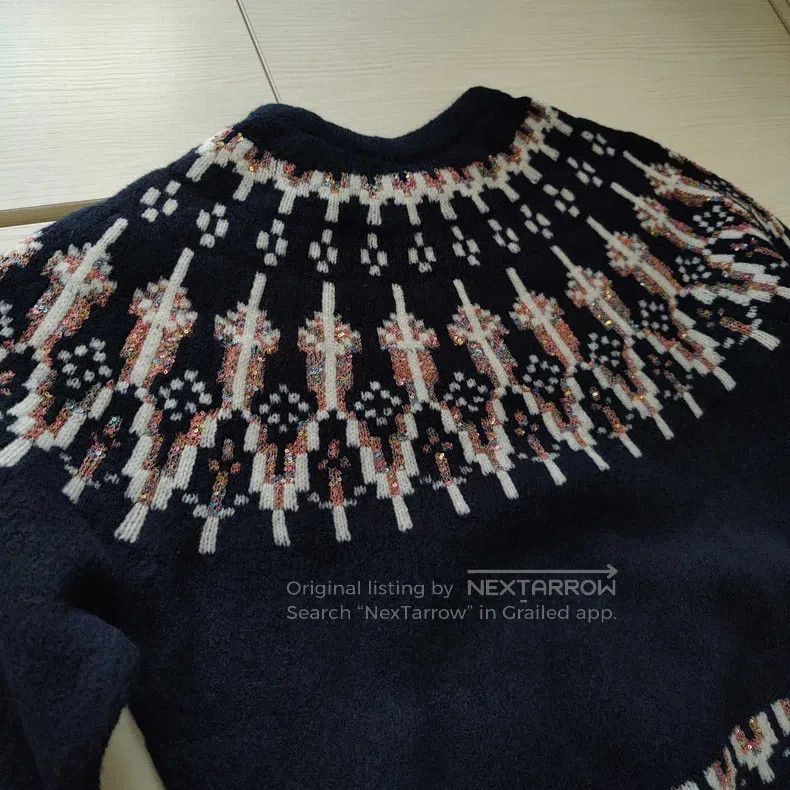 Loewe Loewe Fair Isle Sequin Sweater, Wool Cardigan Size S / US 4 / IT 40 - 9 Thumbnail
