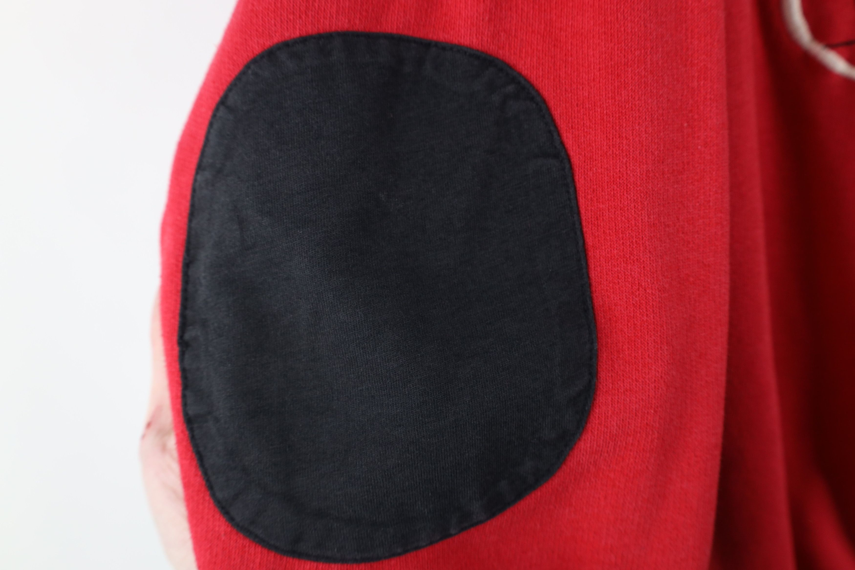 Disney × Vintage Vintage 90s Disney Mickey Mouse Elbow Patch Sweatshirt Red Size M / US 6-8 / IT 42-44 - 5 Thumbnail