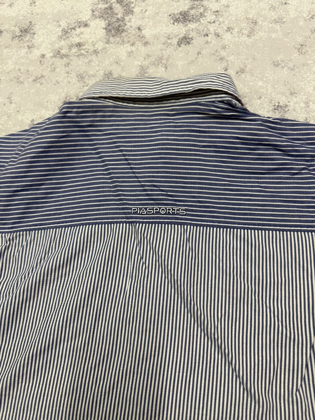 Japanese Brand Piasports Colorblock Blue Stripe Logo Chest Button Up Shirt Size US XL / EU 56 / 4 - 12 Thumbnail