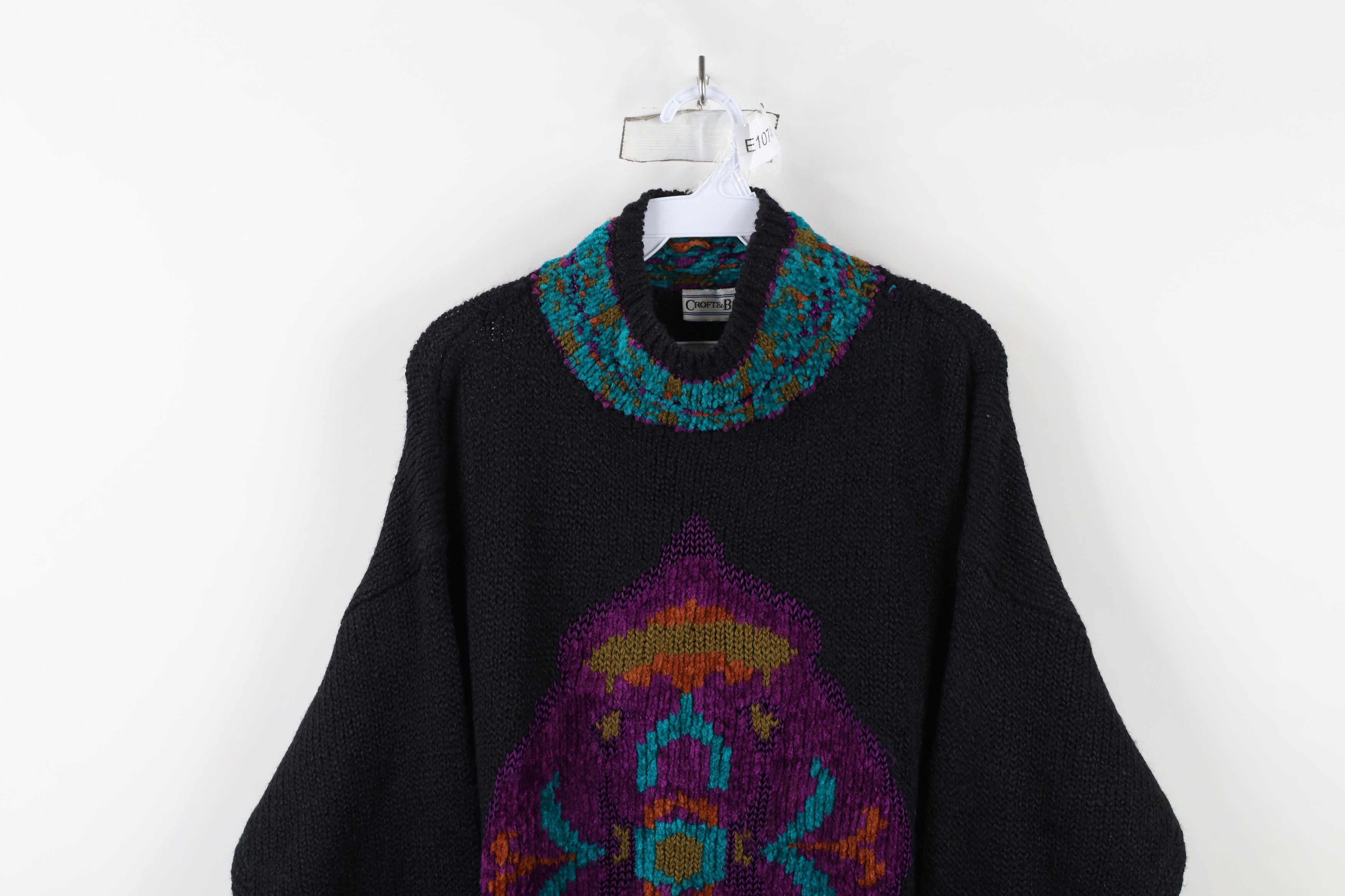 Vintage Vintage 90s Streetwear Flower Fleece Ribbed Knit Sweater Size XL / US 12-14 / IT 48-50 - 2 Thumbnail
