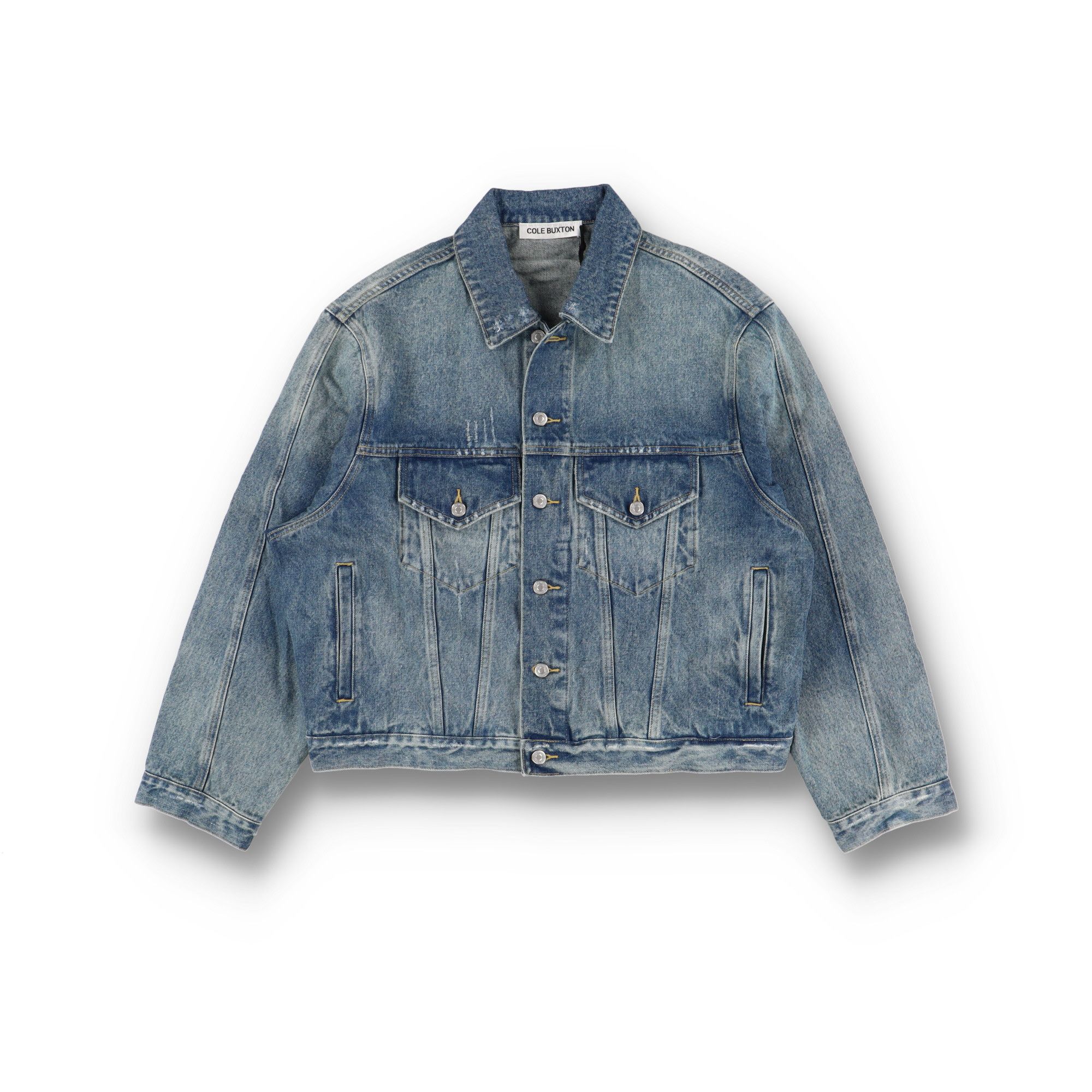 Cole Buxton Blue Distressed Oversized Denim Jacket Size US L / EU 52-54 / 3 - 1 Thumbnail