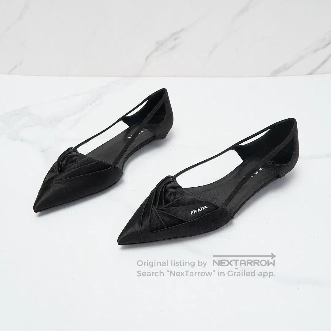 Prada Prada Women's Satin Hollow Floral Flats. Size US 6 / IT 36 - 1 Thumbnail