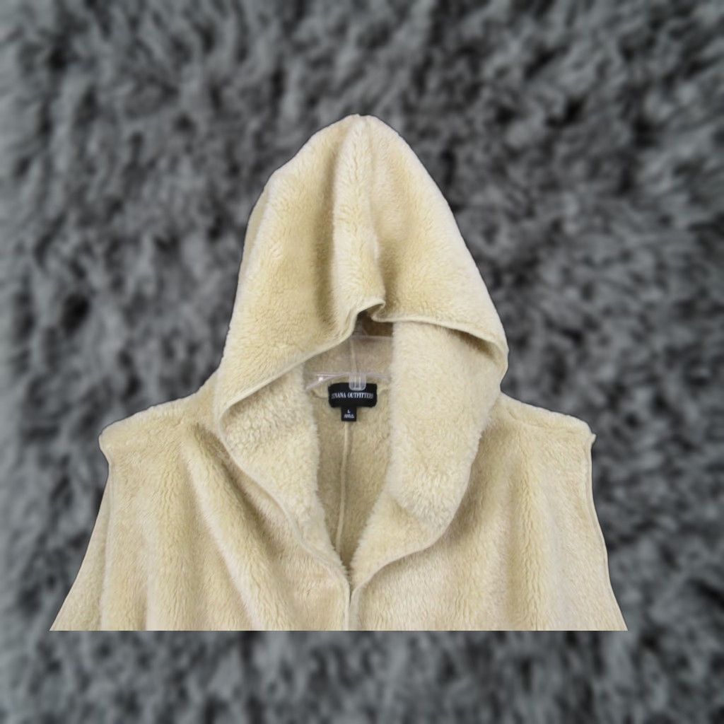 Vintage Zenana Outfitters Shrug Vest Faux Fur Cream Hooded Pockets Open Front Large Size L / US 10 / IT 46 - 1 Thumbnail