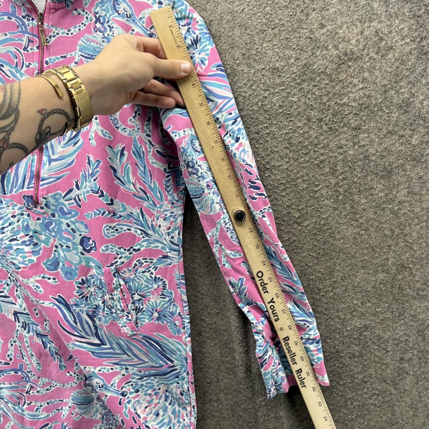 Lilly Pulitzer Lilly Pulitzer Dress Womens Small Pink Floral Mock Neck Zip Shift Long Sleeve Size S / US 4 / IT 40 - 6 Thumbnail