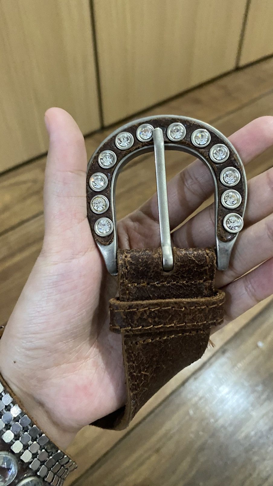 Vintage Y2K belt vintage leather rhinestone Size ONE SIZE - 3 Thumbnail