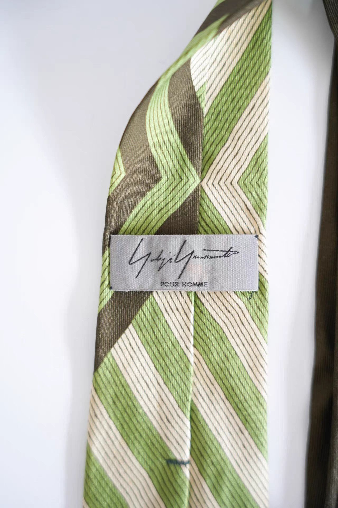 Yohji Yamamoto Yohji Yamamoto White & Green Plaid Silk Tie k4 Size ONE SIZE - 2 Thumbnail