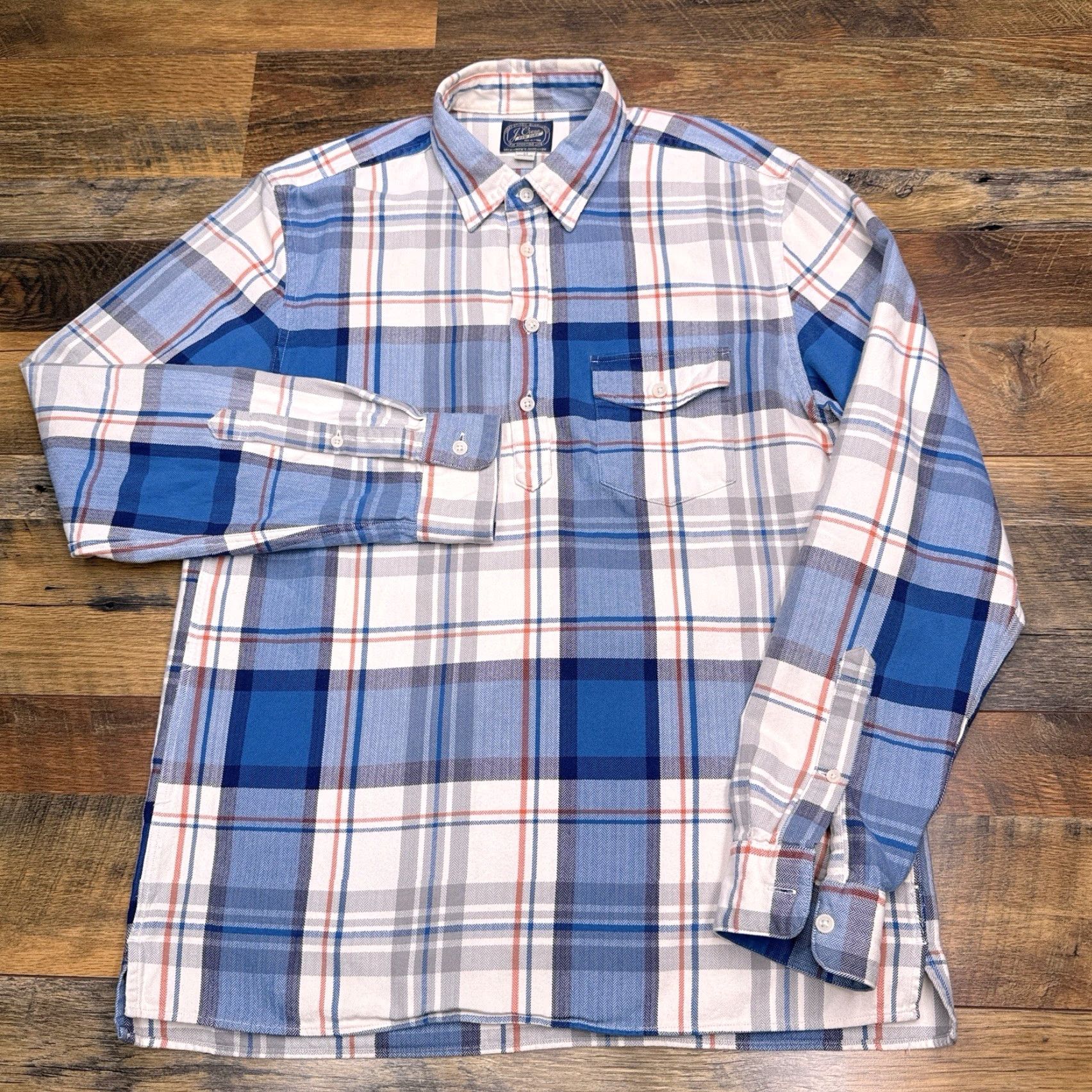 J.Crew J.CREW Shirt Mens M Button-Up Flannel Plaid Long Sleeve Blue Cotton Pocket Vintage? No. Size US M / EU 48-50 / 2 - 2 Thumbnail