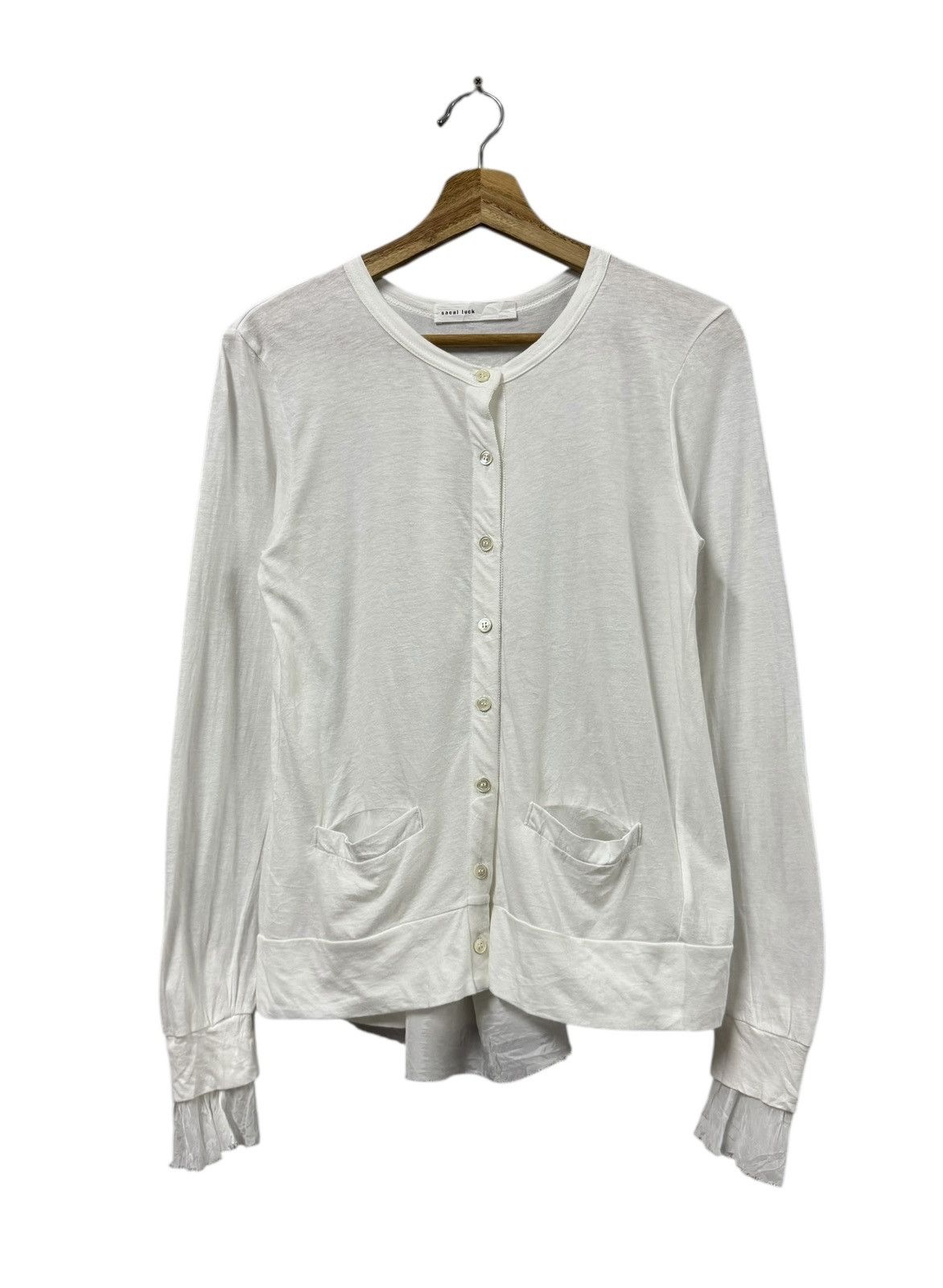 Sacai Sacai Luck White Cardigan Asymmetric Design Size US M / EU 48-50 / 2 - 1 Thumbnail