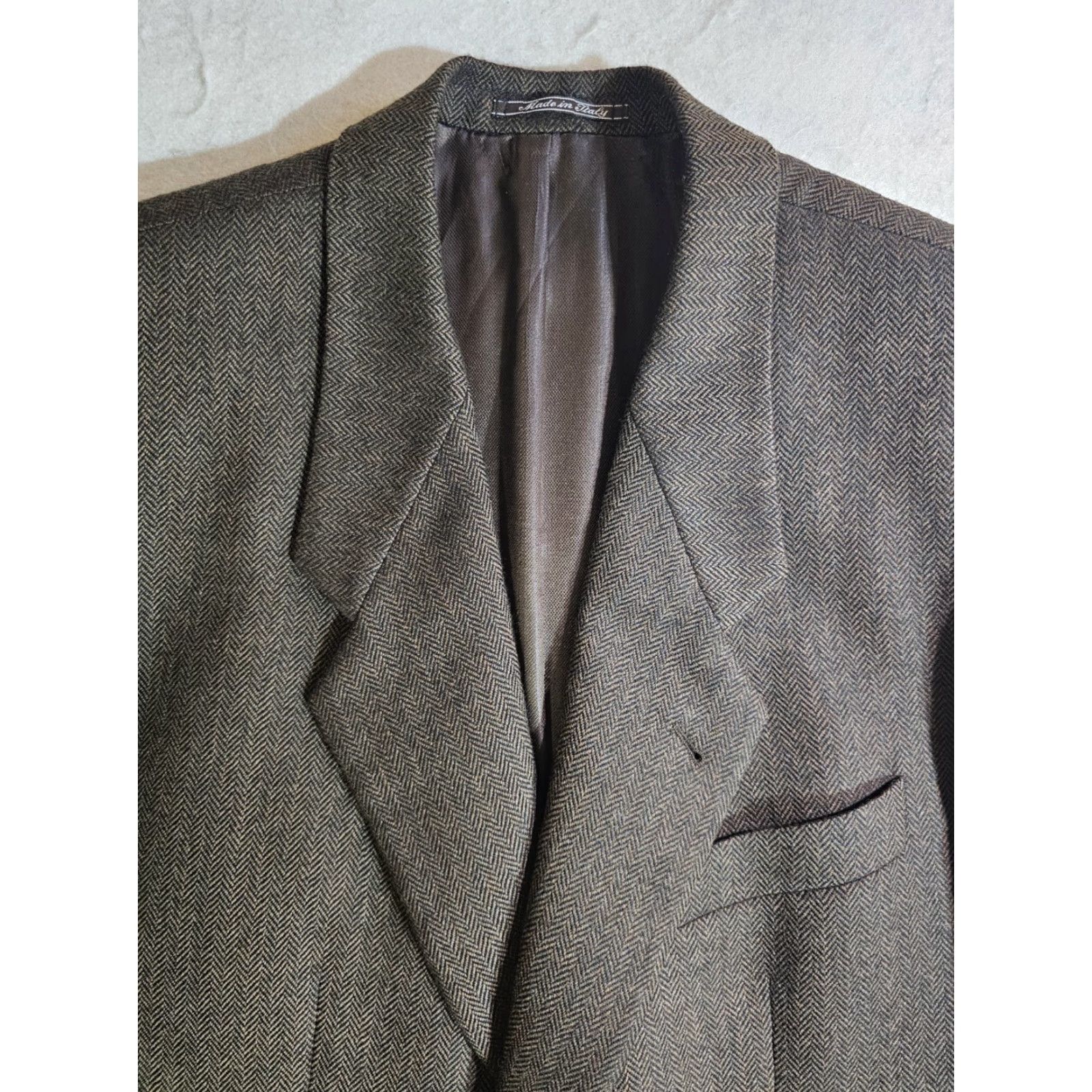 Lubiam VINTAGE Lubiam 1911 Herringbone Cashmere Lana Wool Blend Blazer/Sport Coat Mens Sz 44 Lg Brown Size 44R - 3 Thumbnail