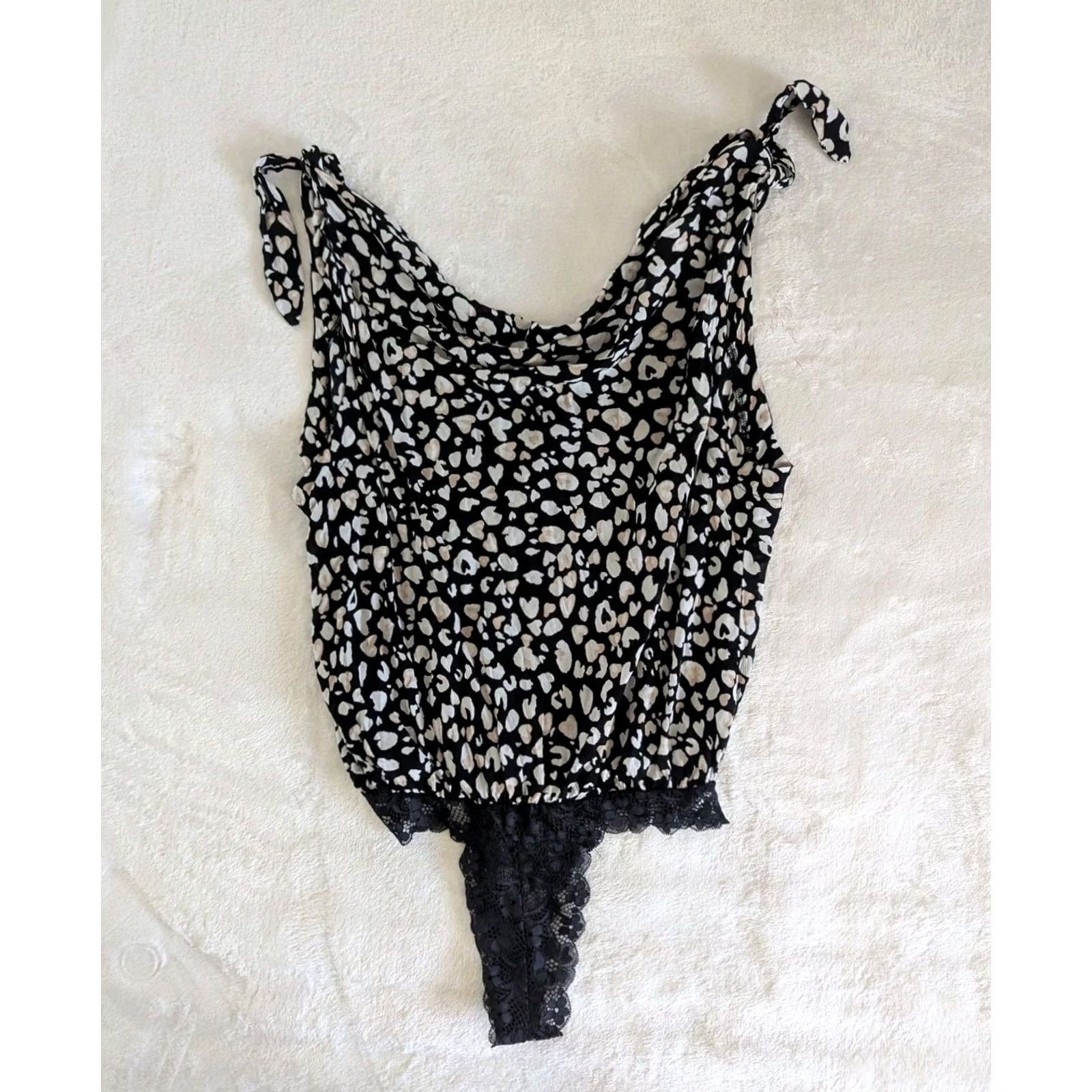 Free People Free People Leopard Bodysuit Size M Tie Straps V-Neck Sleeveless Lace Multicolor Women M Clothes Shirt Bodysuit Size M / US 6-8 / IT 42-44 - 2 Thumbnail