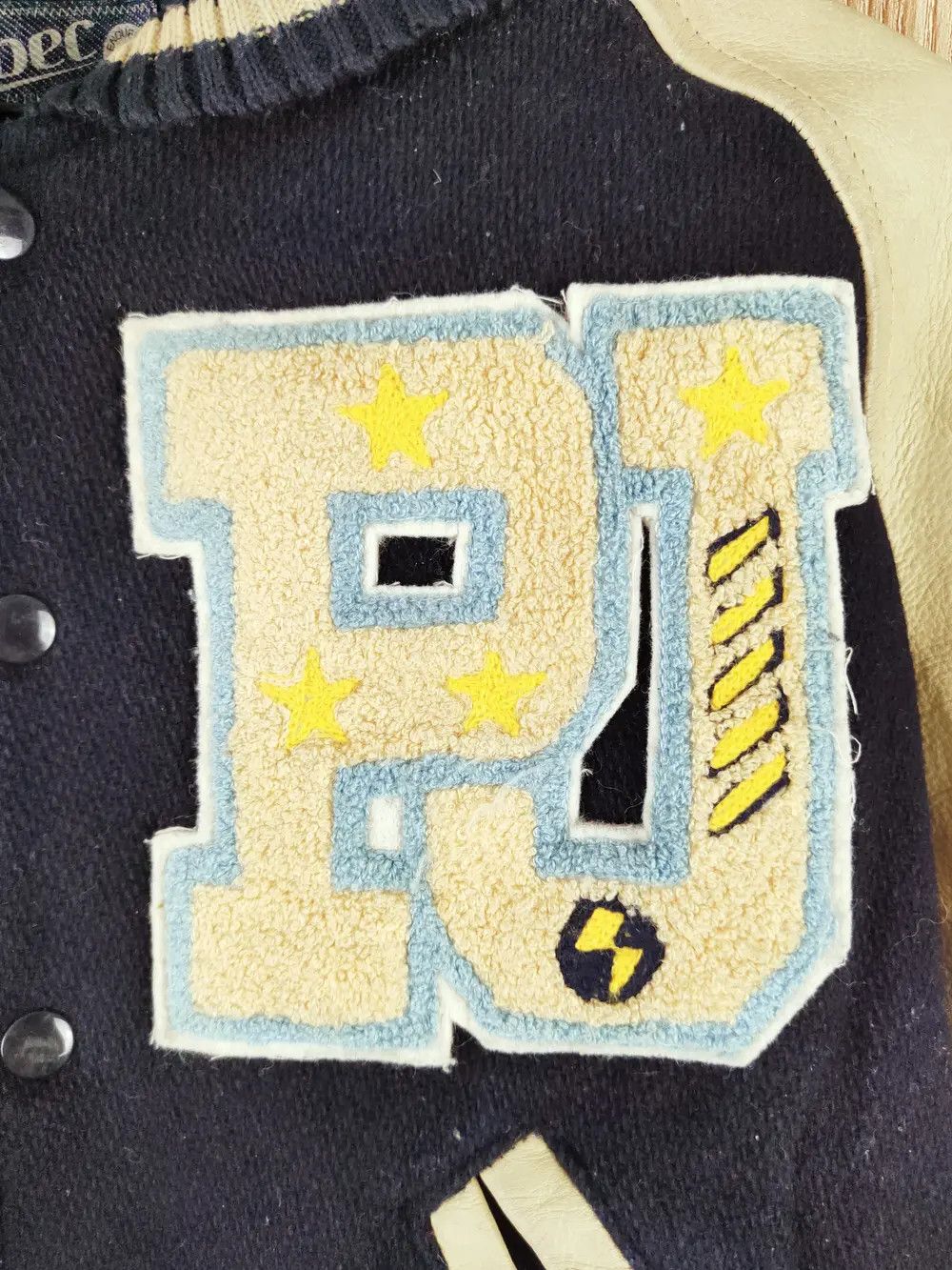 Japanese Brand DLL Sbec Navy vintage Leather Varsity Jackets #W069 Size S / US 4 / IT 40 - 12 Thumbnail