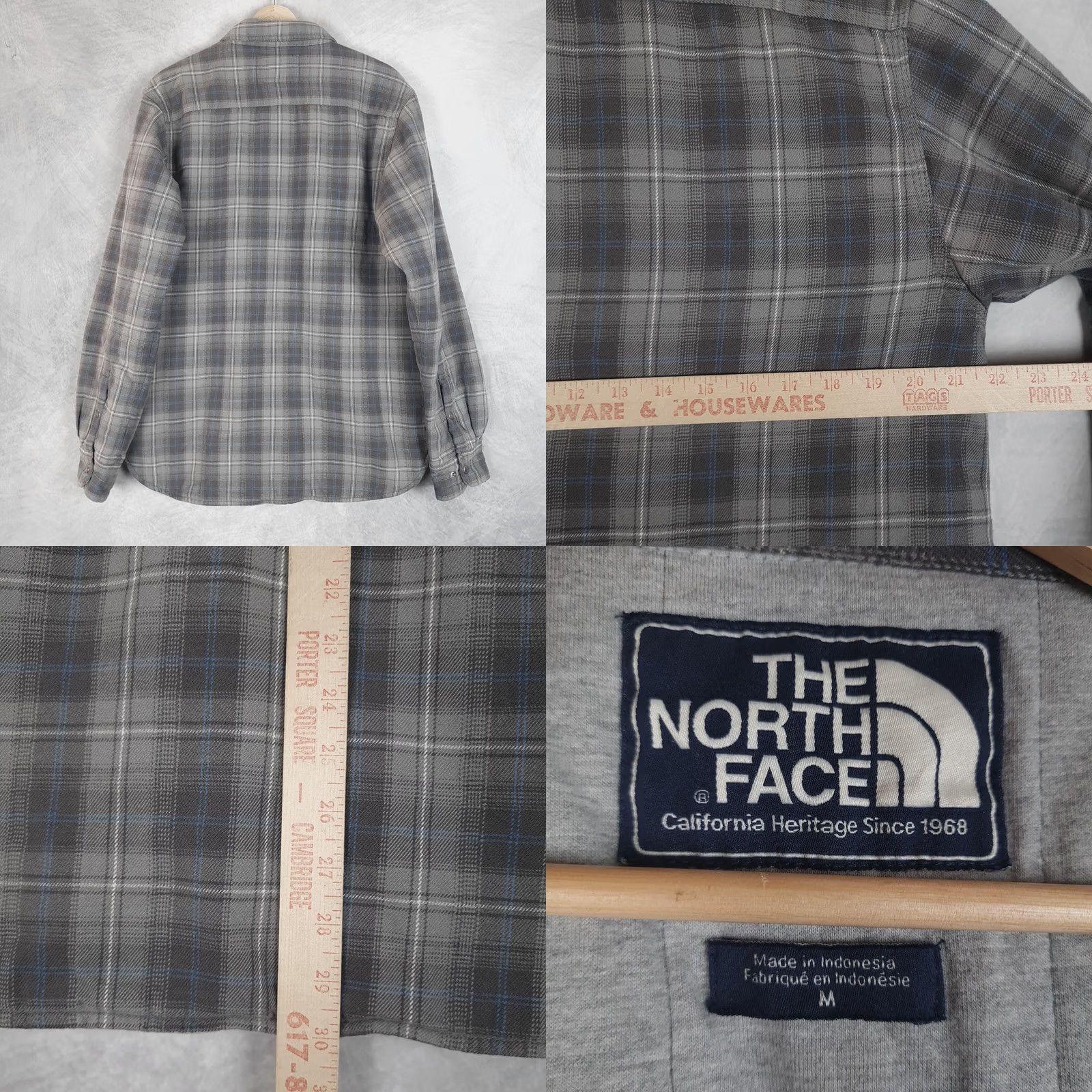 The North Face The North Face Shirt Jacket Mens M Gray Plaid Quilted Snap Lined Cotton Flannel Centered Hem Pockets Logo Vintage No Size US M / EU 48-50 / 2 - 10 Thumbnail