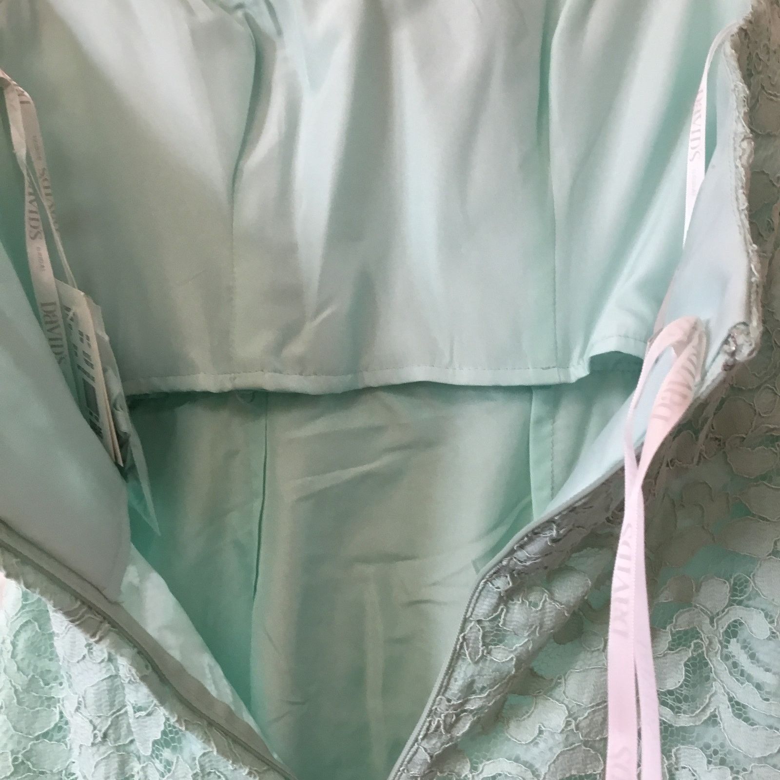 Other David’s Bridal Teal Short Strapless Lace Dress Size XS / US 0-2 / IT 36-38 - 14 Thumbnail