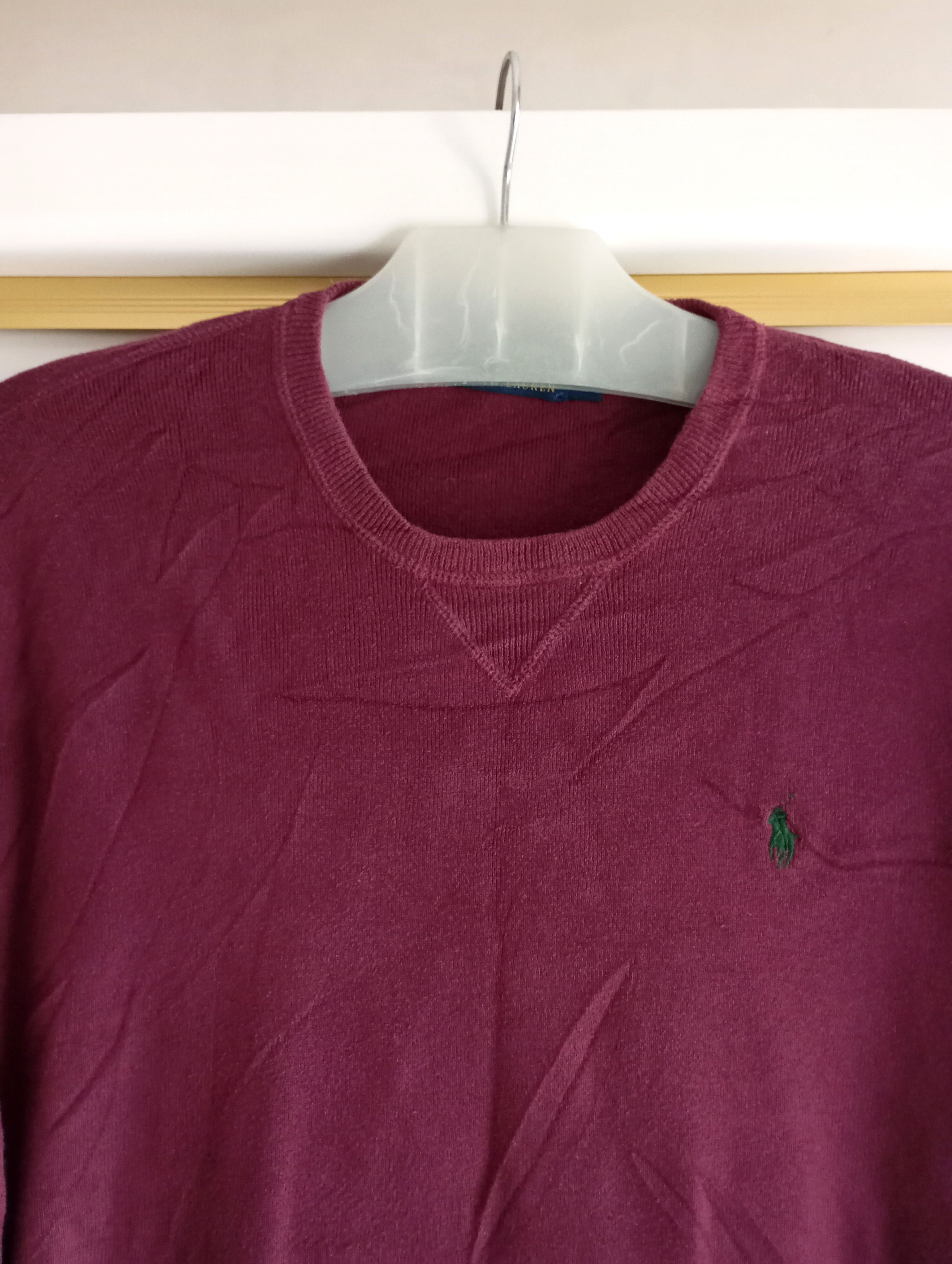 Polo Ralph Lauren Vintage 90s Ralph Lauren Crewneck Sweatshirt Bugurundy Size US M / EU 48-50 / 2 - 2 Thumbnail