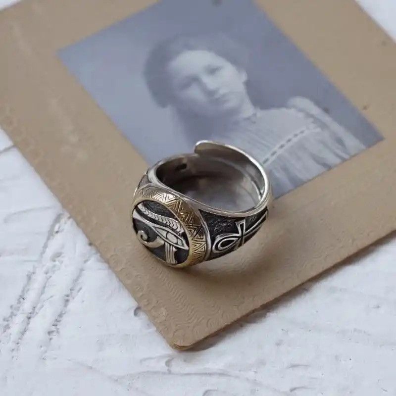 Jewelry × Vintage Vintage Egyptian Mysterious Rune Ring Eye of Horus Ring Size ONE SIZE - 6 Thumbnail