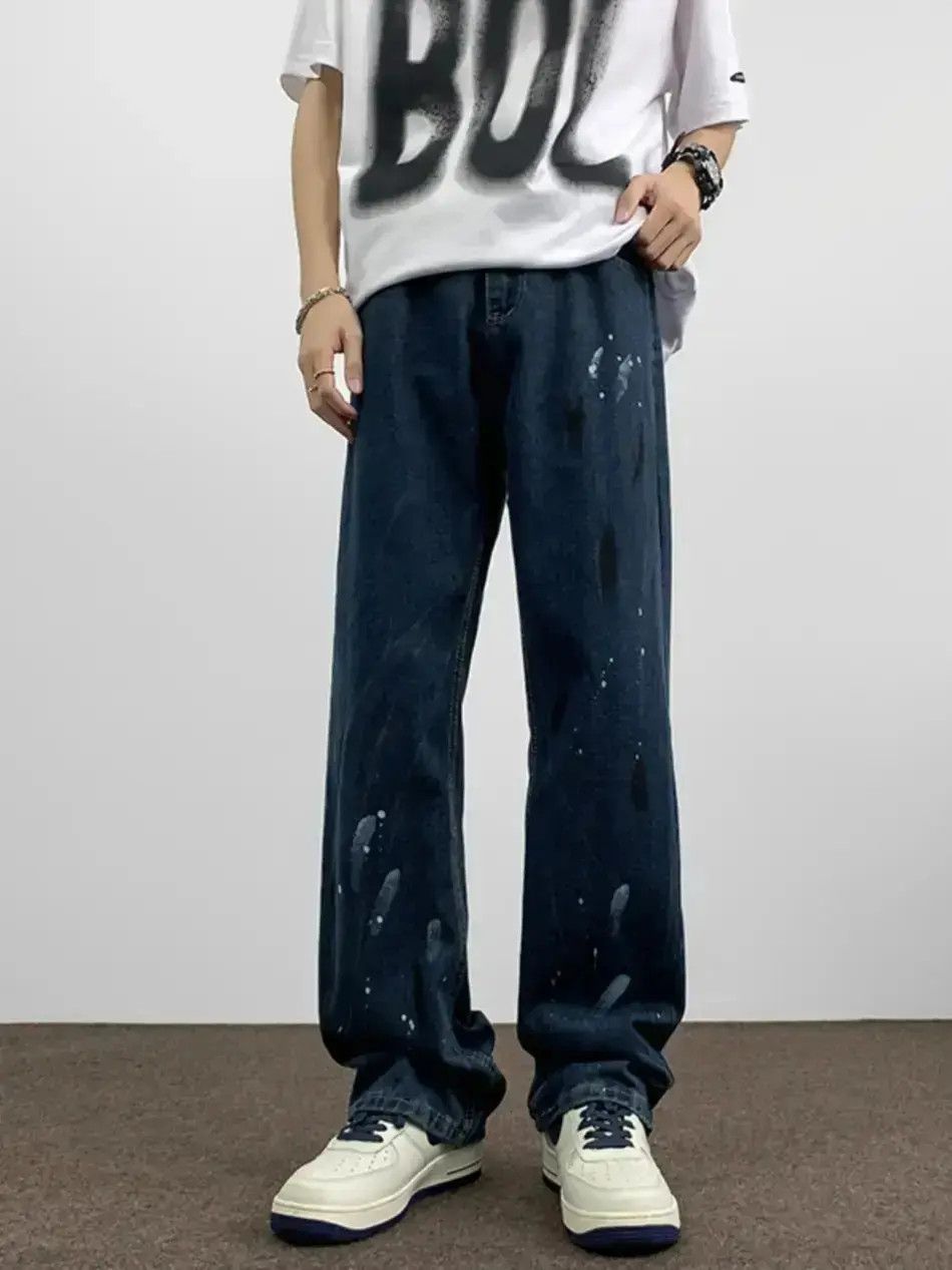 Japanese Brand Retro straight washed splashed ink jeans Size US 30 / EU 46 - 1 Thumbnail