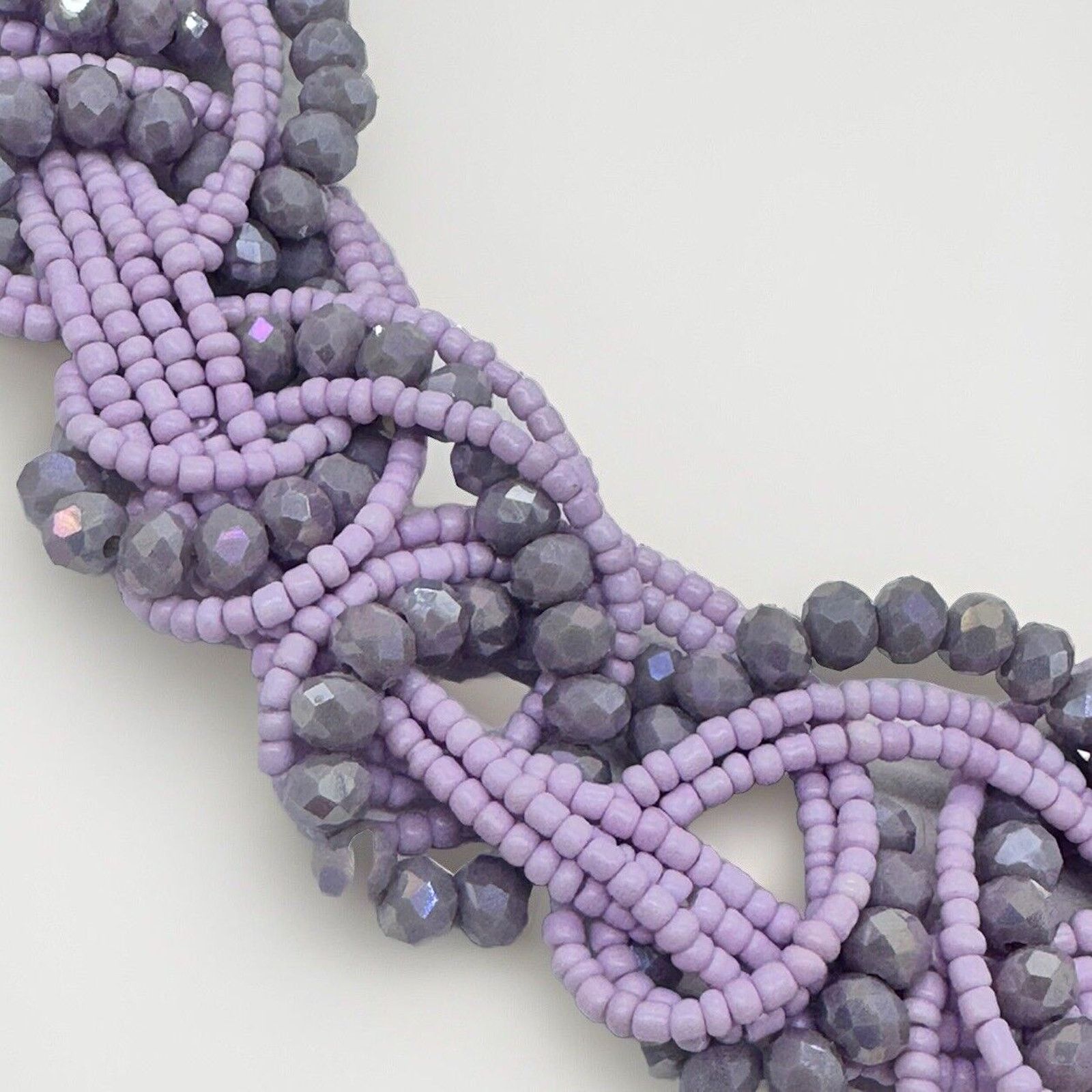 Other VINTAGE GLASS BEADED WOLVEN LAVENDER NECKLACE Size ONE SIZE - 2 Thumbnail