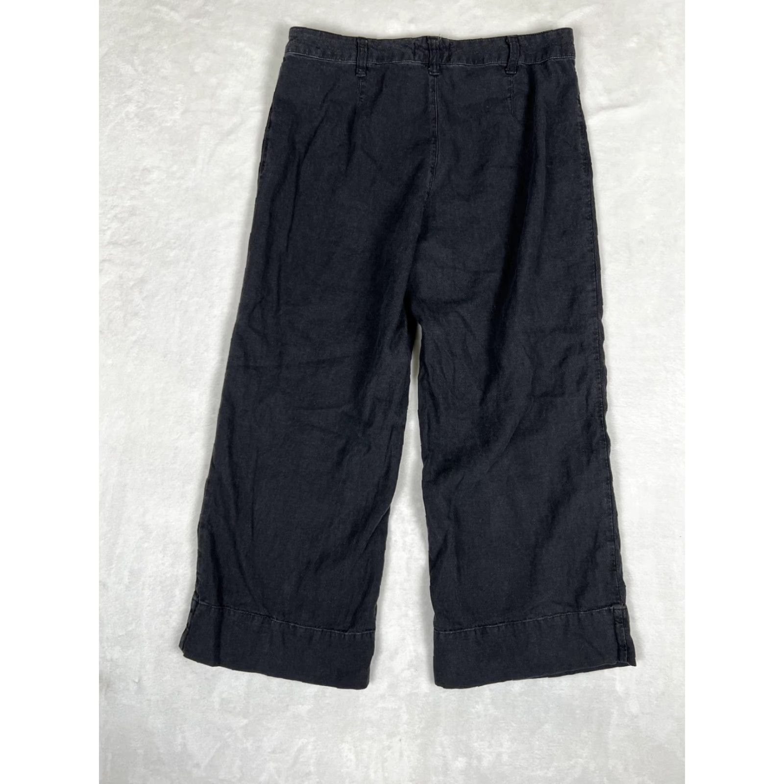 Abercrombie & Fitch Abercrombie & Fitch Pants Womens 10 Black Annie High Rise Wide Leg Crop Casual Size 32" / US 10 / IT 46 - 6 Thumbnail