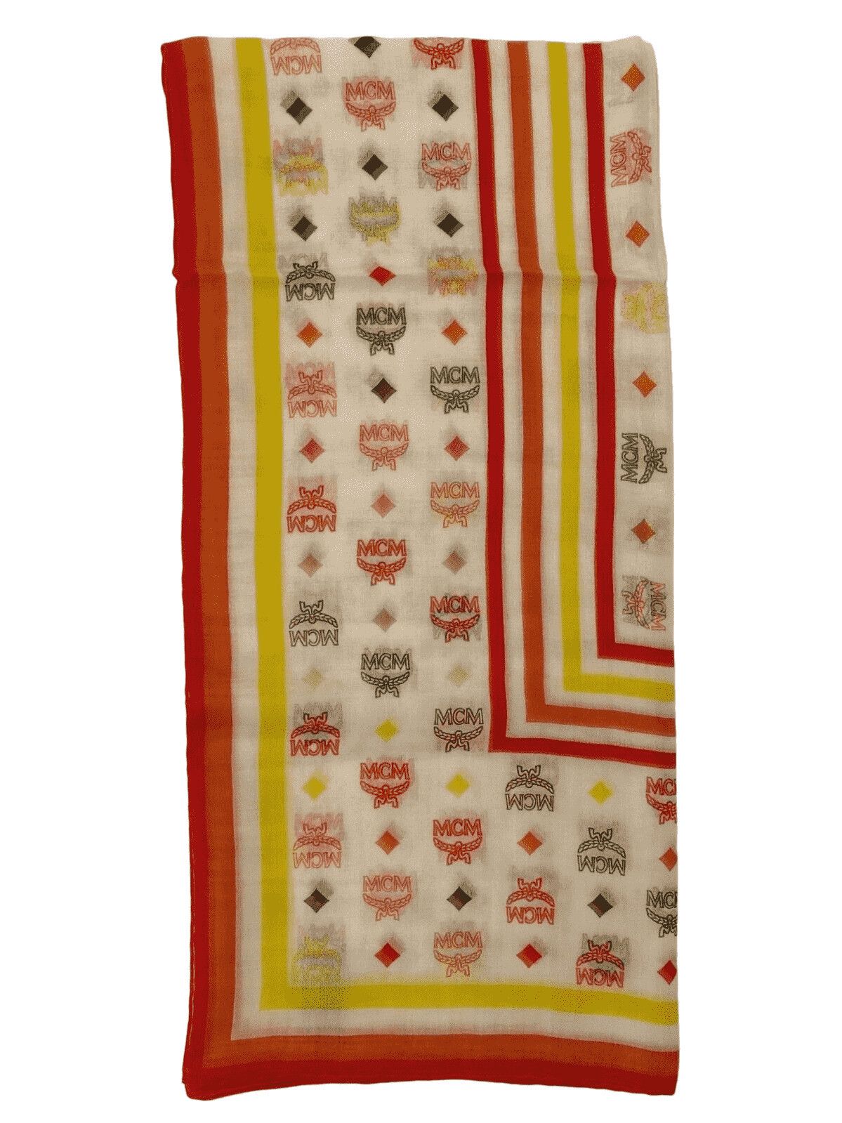 MCM White/Rainbow Logo Silk/Modal Jacquard Scarf Size ONE SIZE - 1 Thumbnail