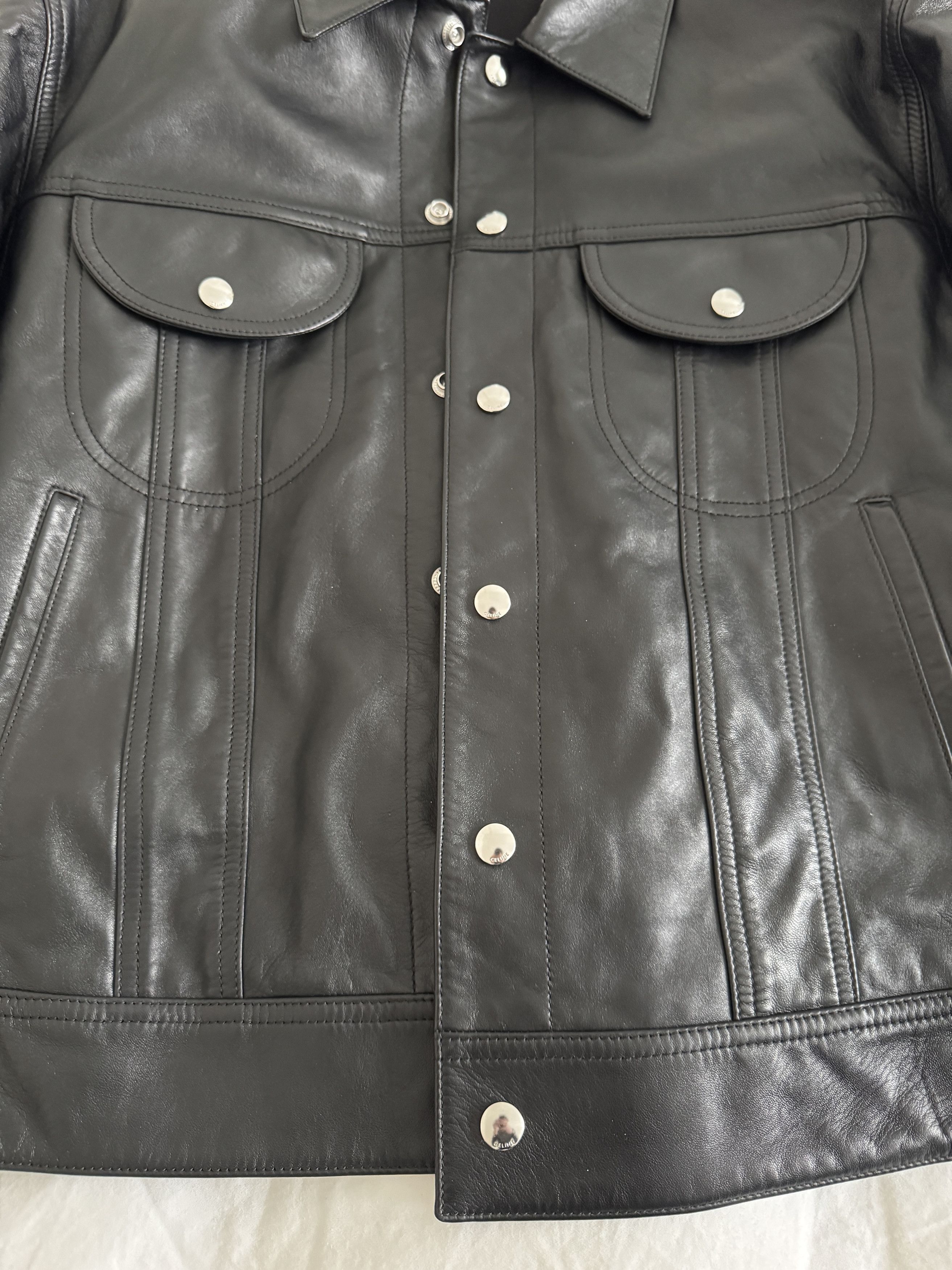 Celine SS23 Bauhaus Trucker Leather Jacket sz46 BNWT