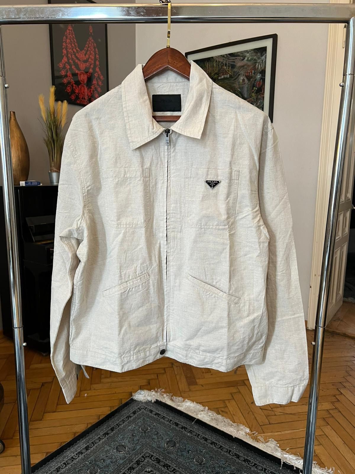 Prada Prada Linen Zip Up Jacket Size US XL / EU 56 / 4 - 1 Thumbnail